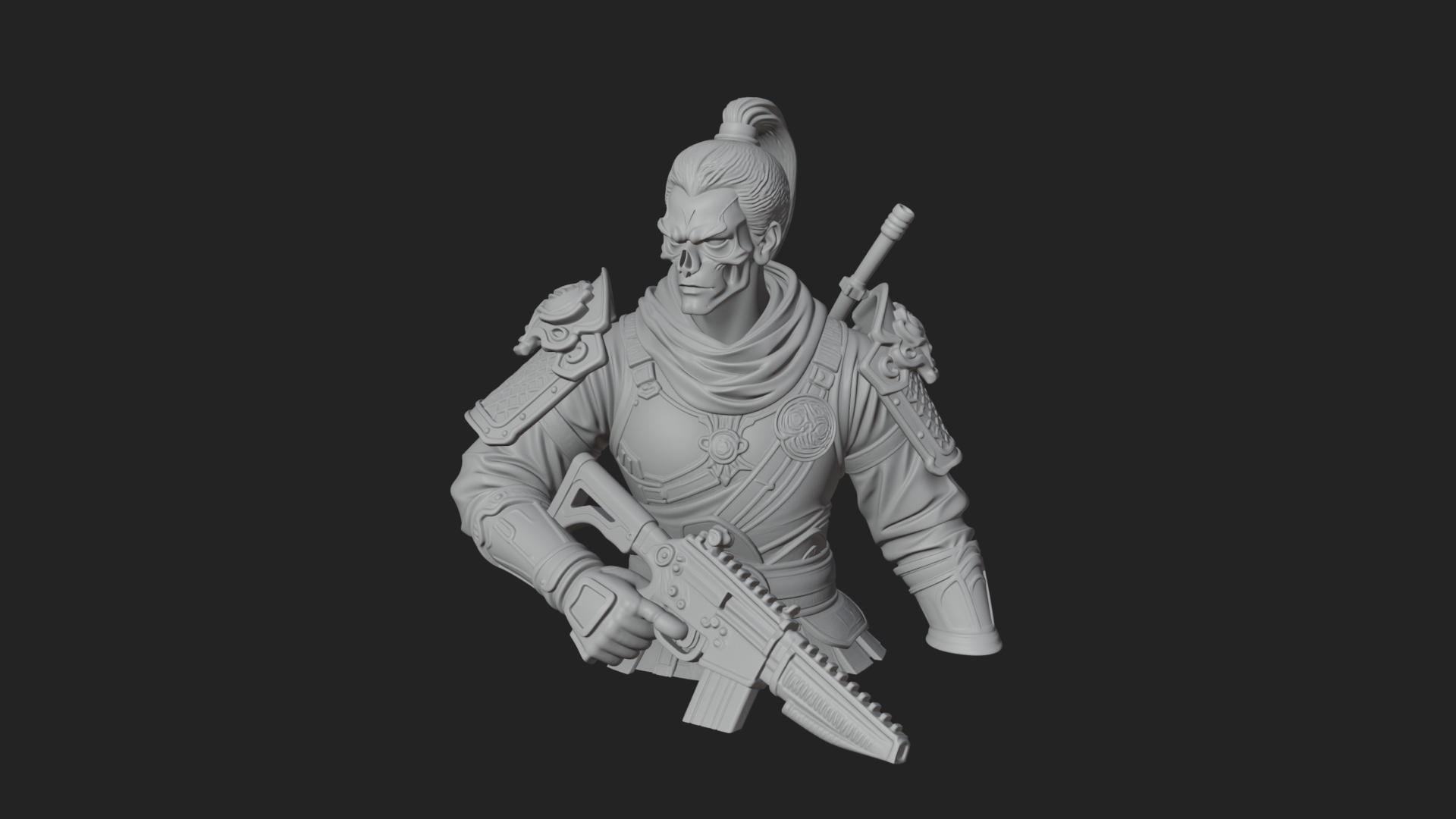 Blue Cloak Armored Scout Bust Design 4 3D Print Model 3D Model