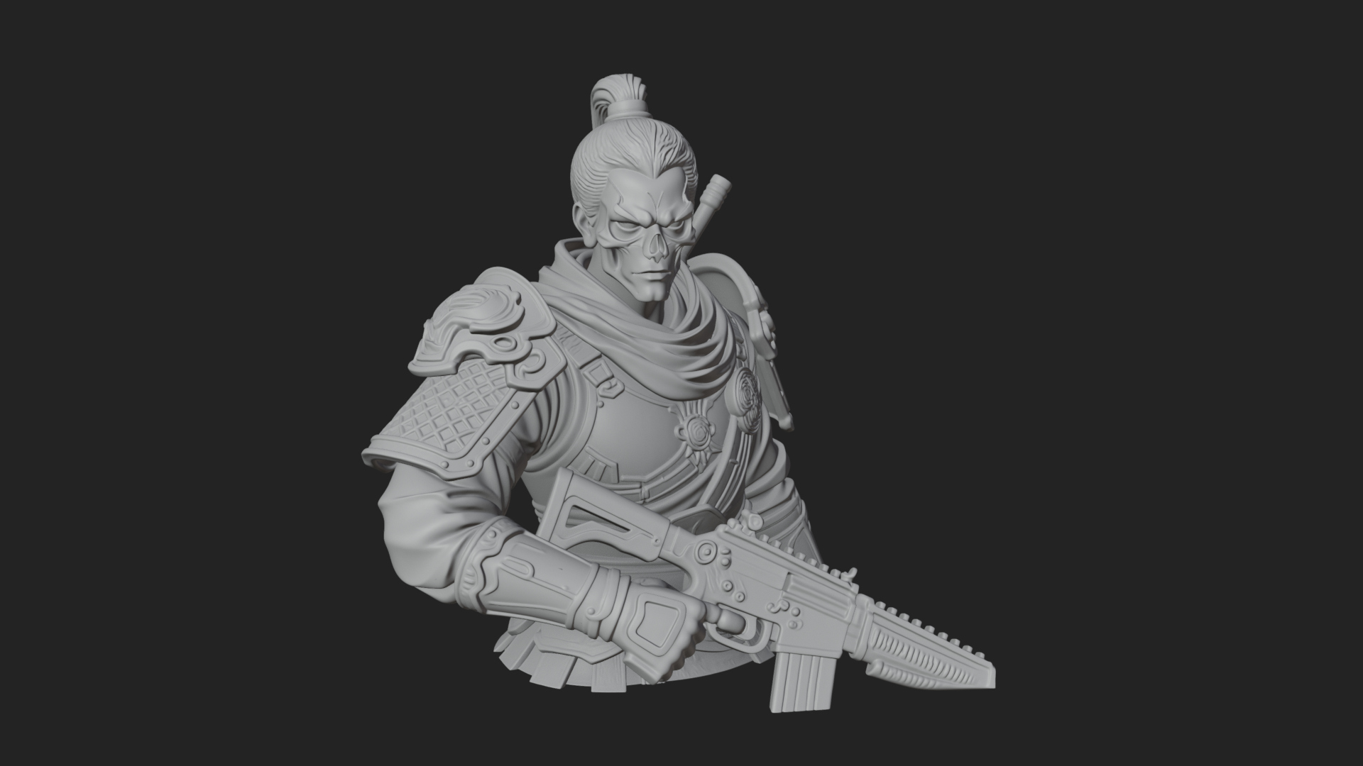 Blue Cloak Armored Scout Bust Design 4 3D Print Model 3D Model