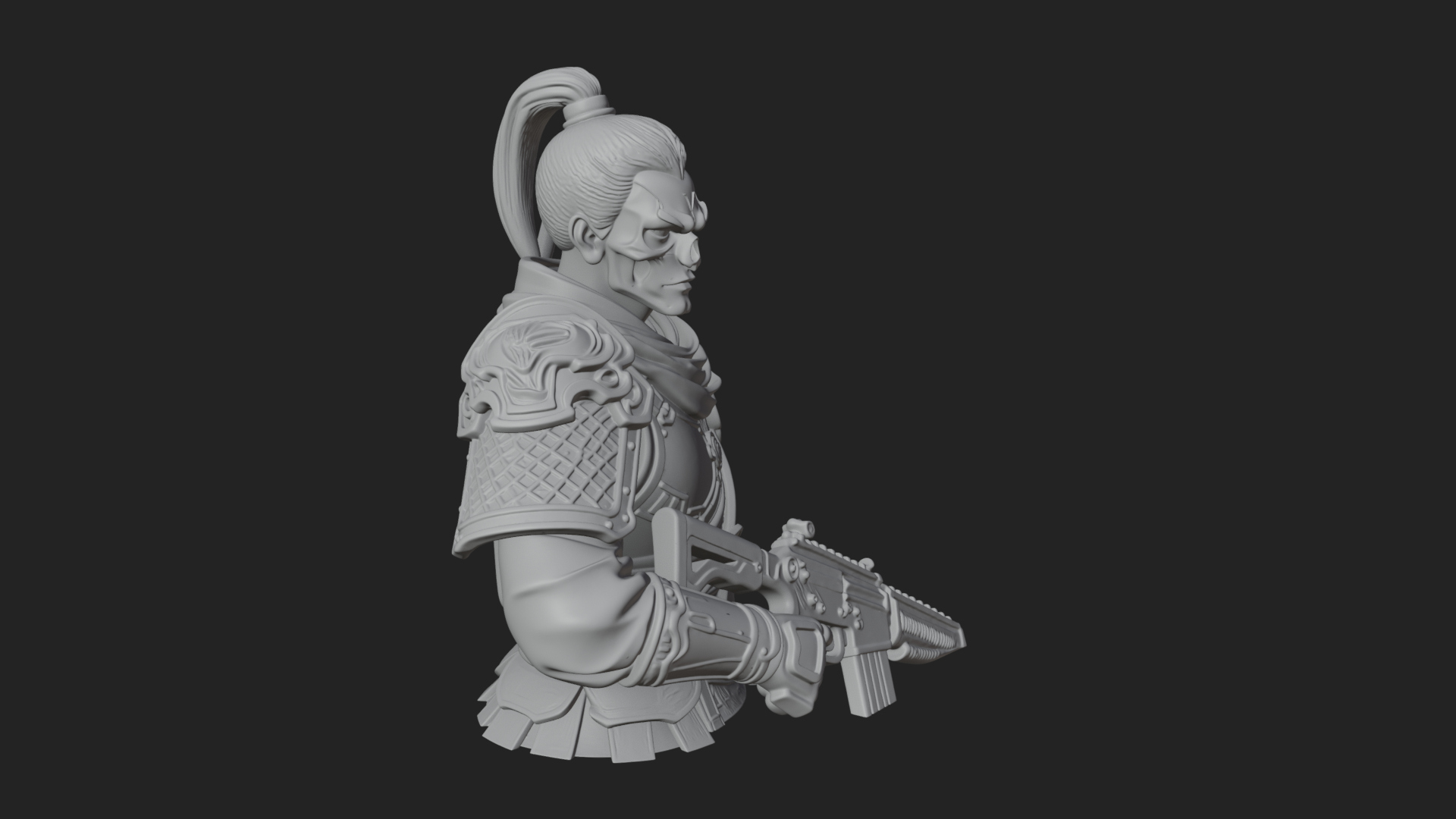 Blue Cloak Armored Scout Bust Design 4 3D Print Model 3D Model