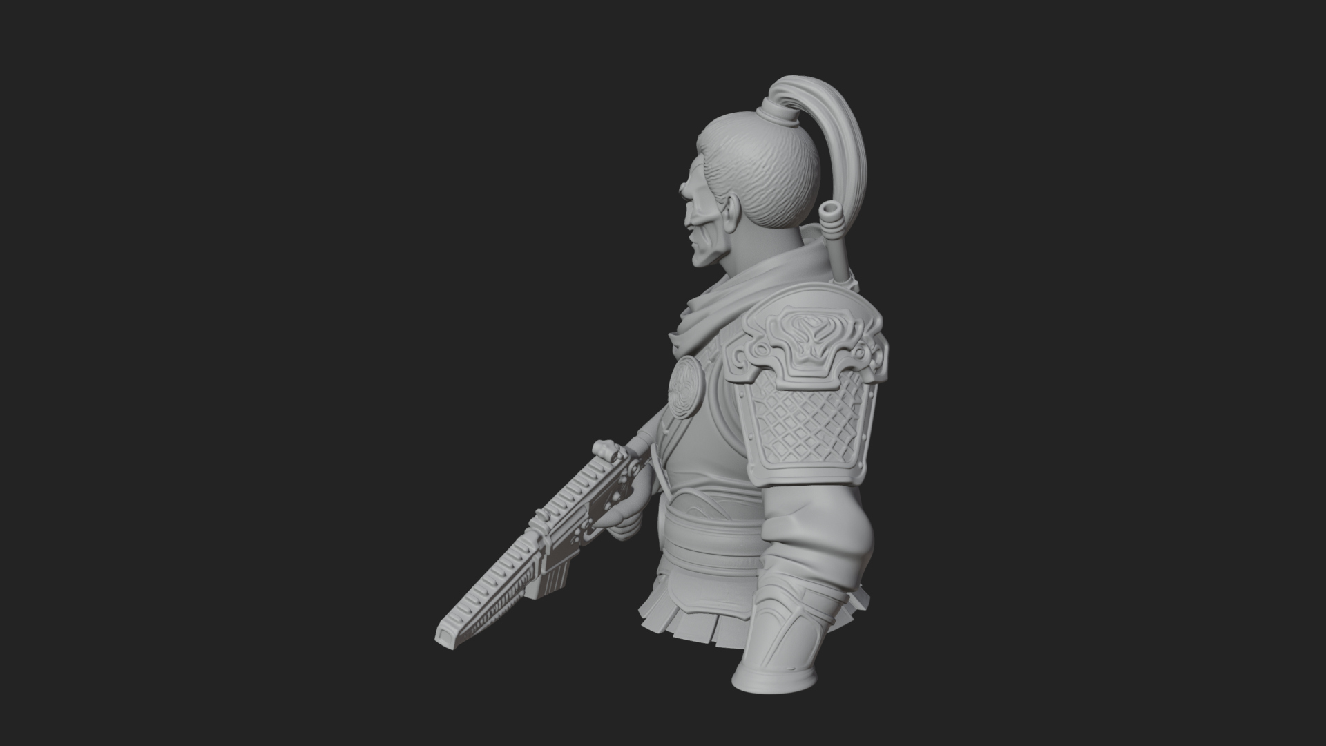 Blue Cloak Armored Scout Bust Design 4 3D Print Model 3D Model