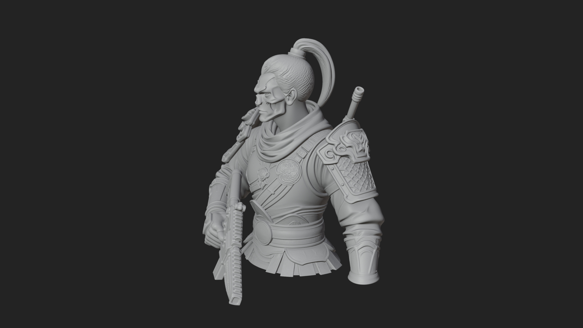 Blue Cloak Armored Scout Bust Design 4 3D Print Model 3D Model