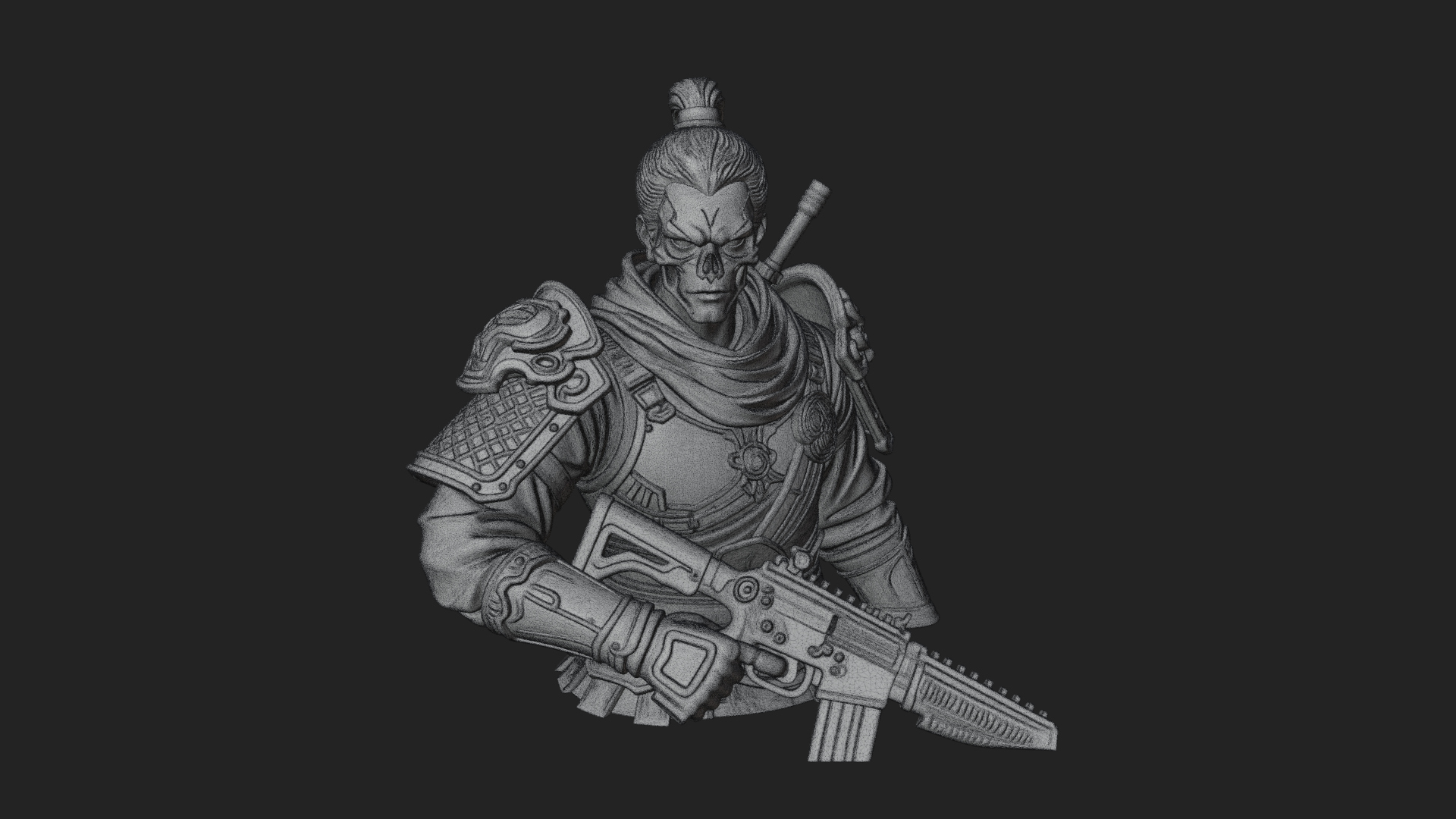 Blue Cloak Armored Scout Bust Design 4 3D Print Model 3D Model