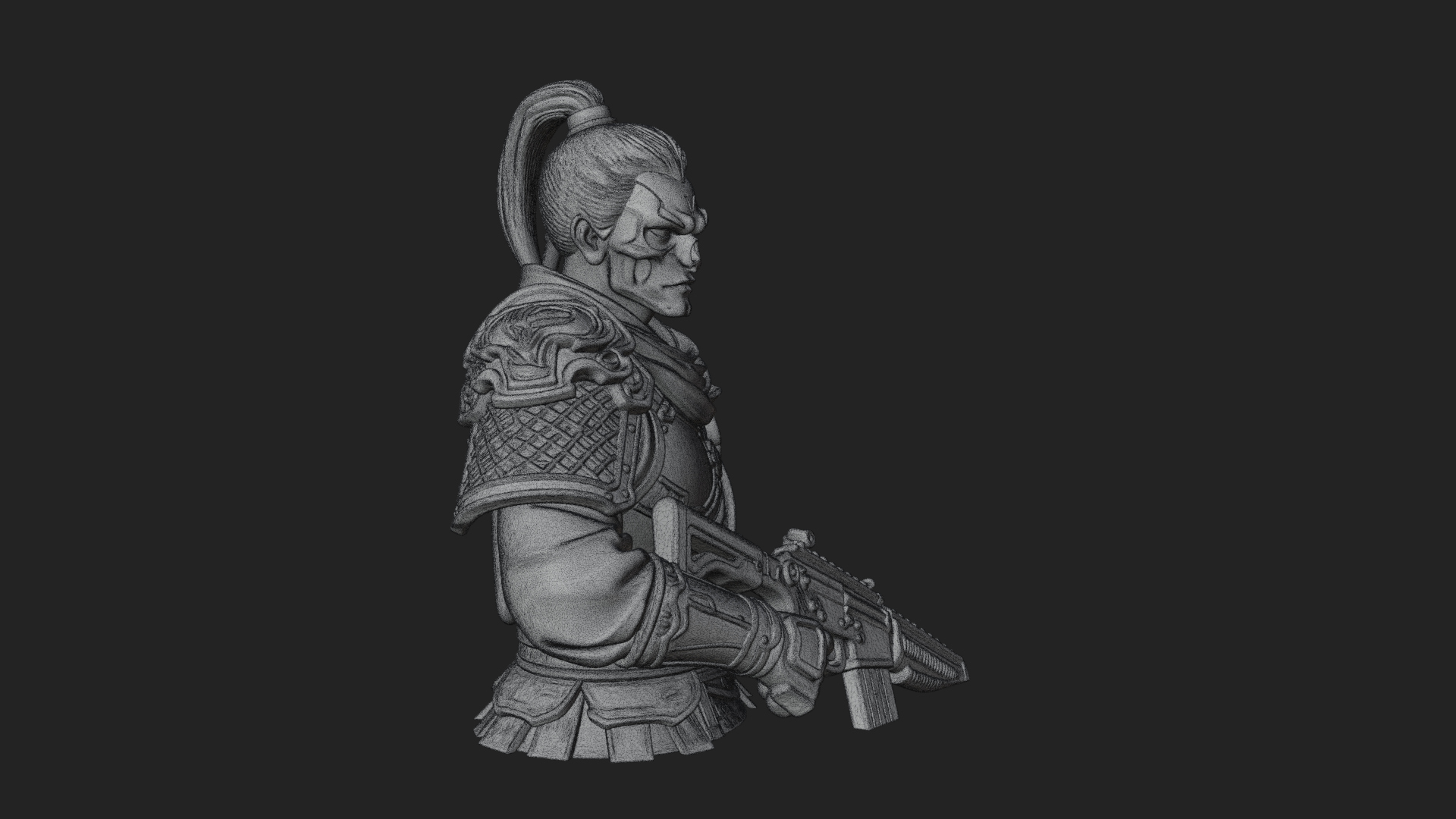 Blue Cloak Armored Scout Bust Design 4 3D Print Model 3D Model