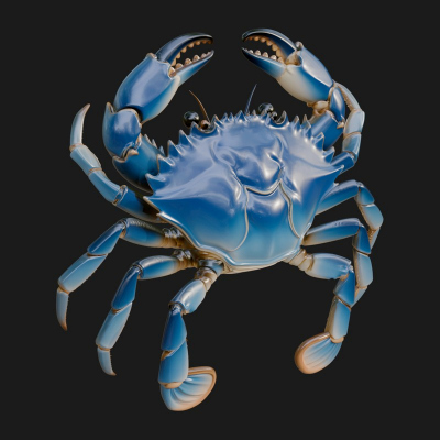 Blue Crab Statue Design 2 3D Print Model