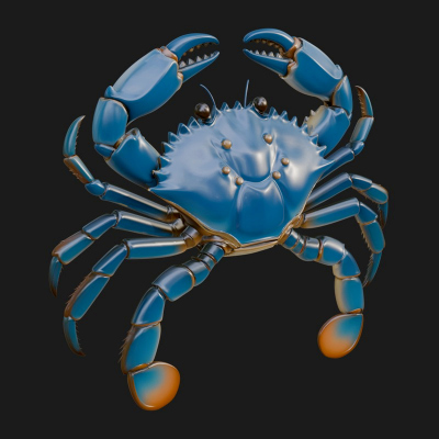 Blue Crab Statue Design 3 3D Print Model
