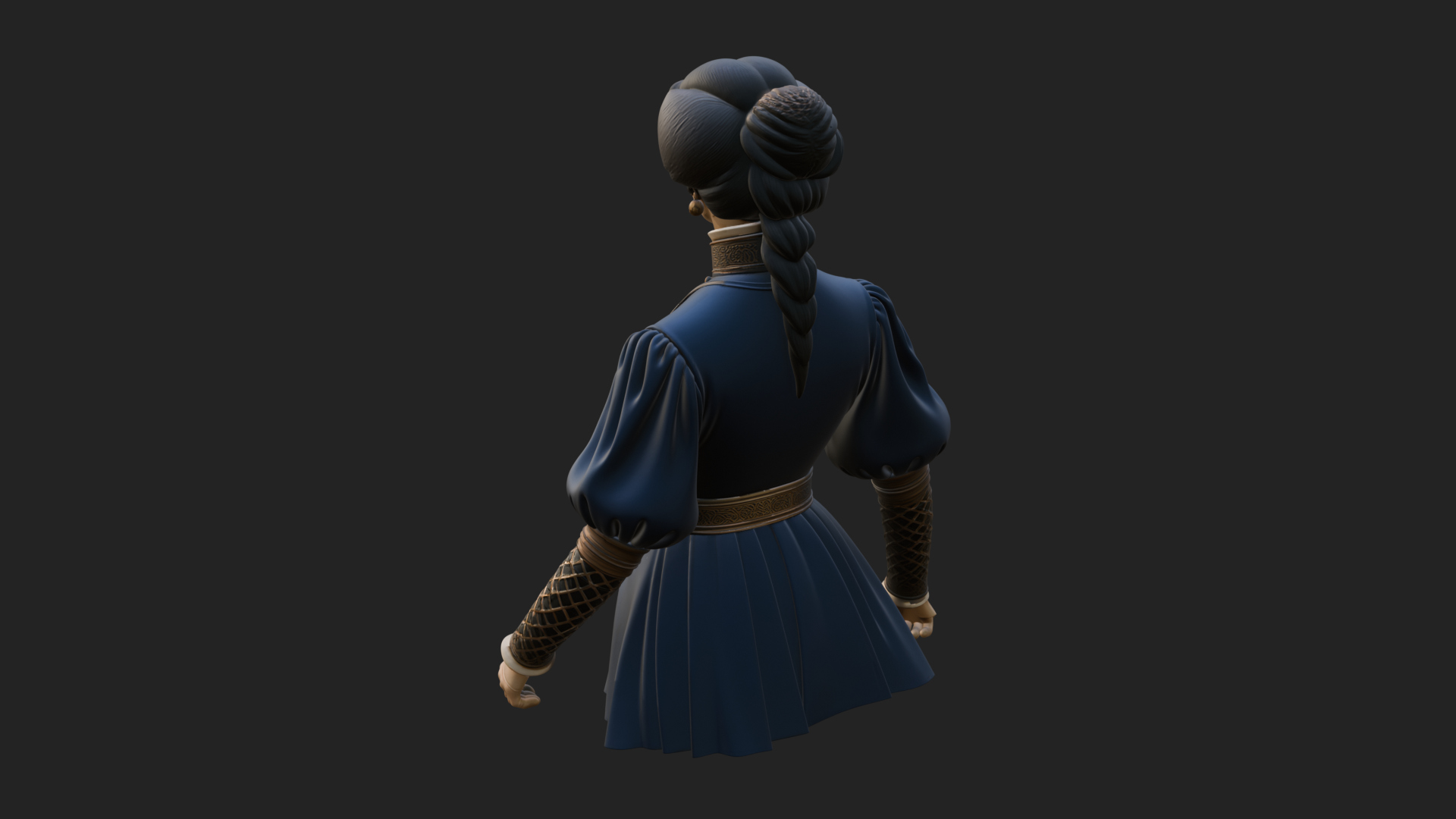 Blue Qipao Lady Bust Design 1 3D Print Model 3D Model