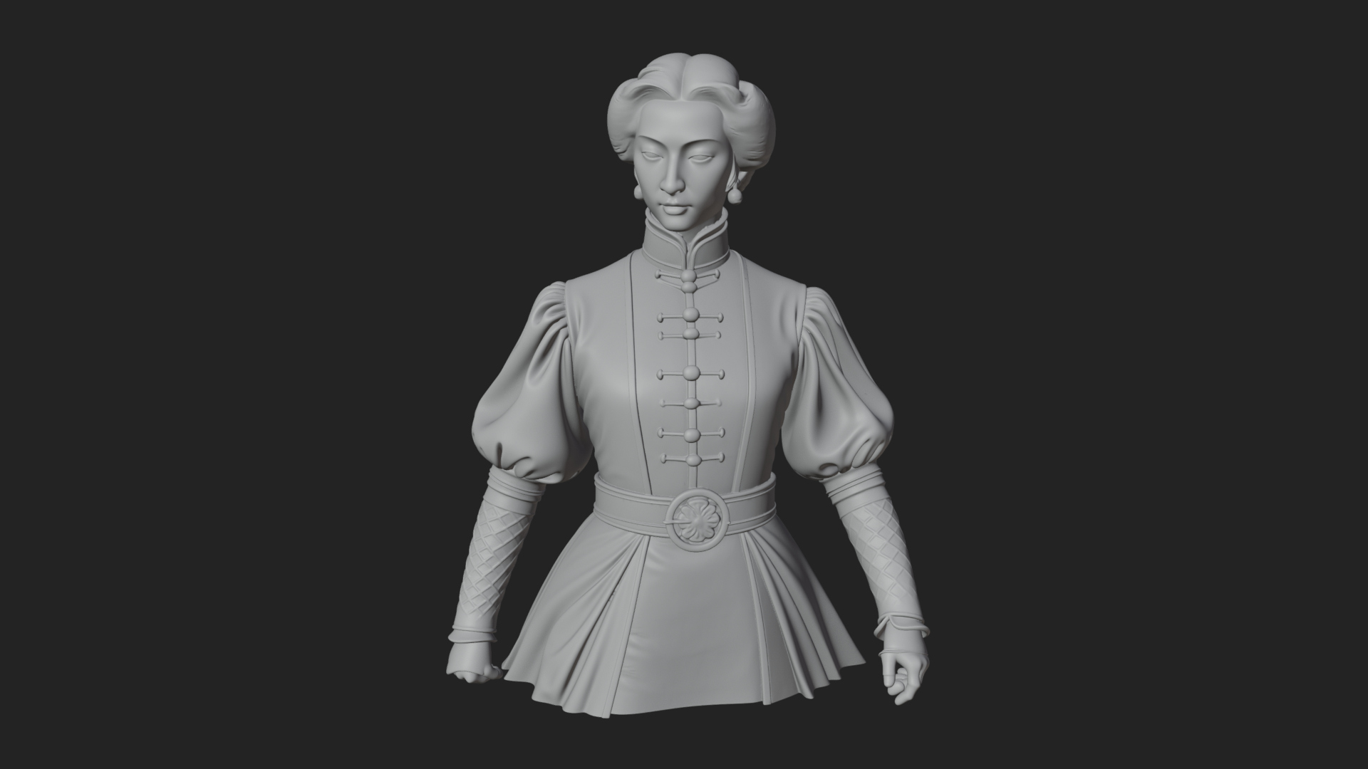 Blue Qipao Lady Bust Design 1 3D Print Model 3D Model