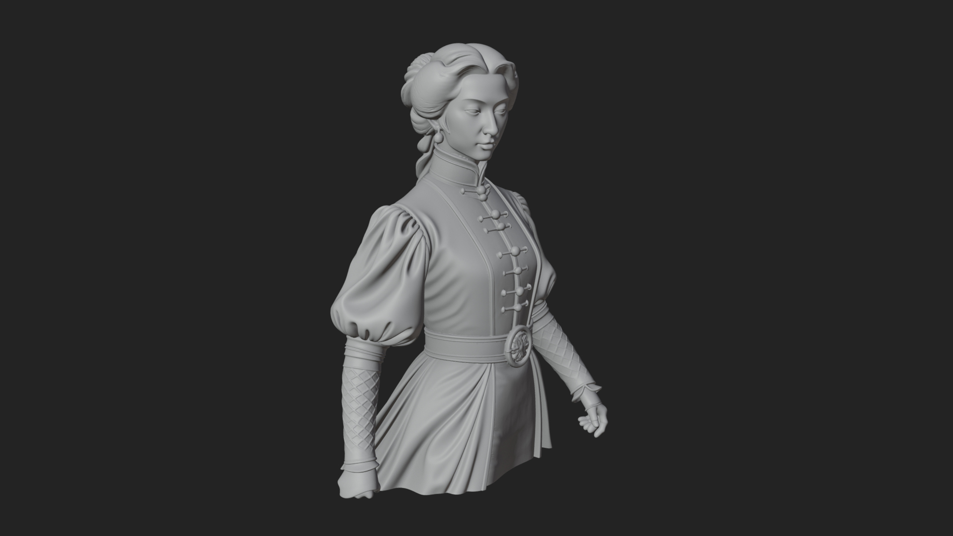Blue Qipao Lady Bust Design 1 3D Print Model 3D Model