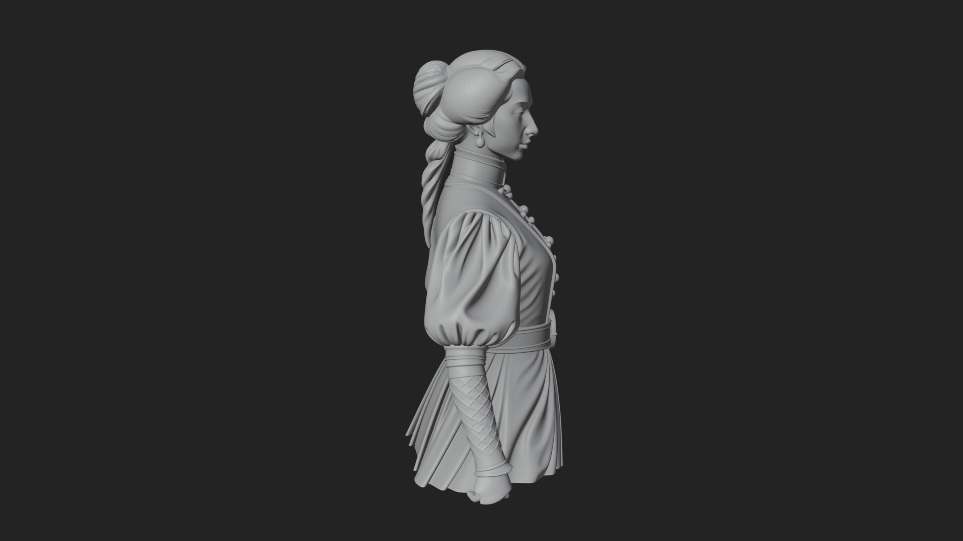 Blue Qipao Lady Bust Design 1 3D Print Model 3D Model
