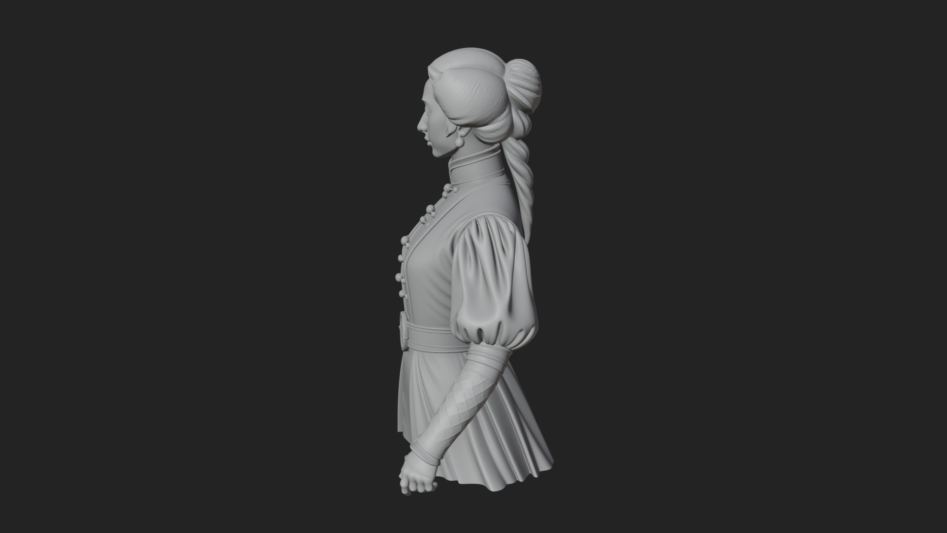 Blue Qipao Lady Bust Design 1 3D Print Model 3D Model