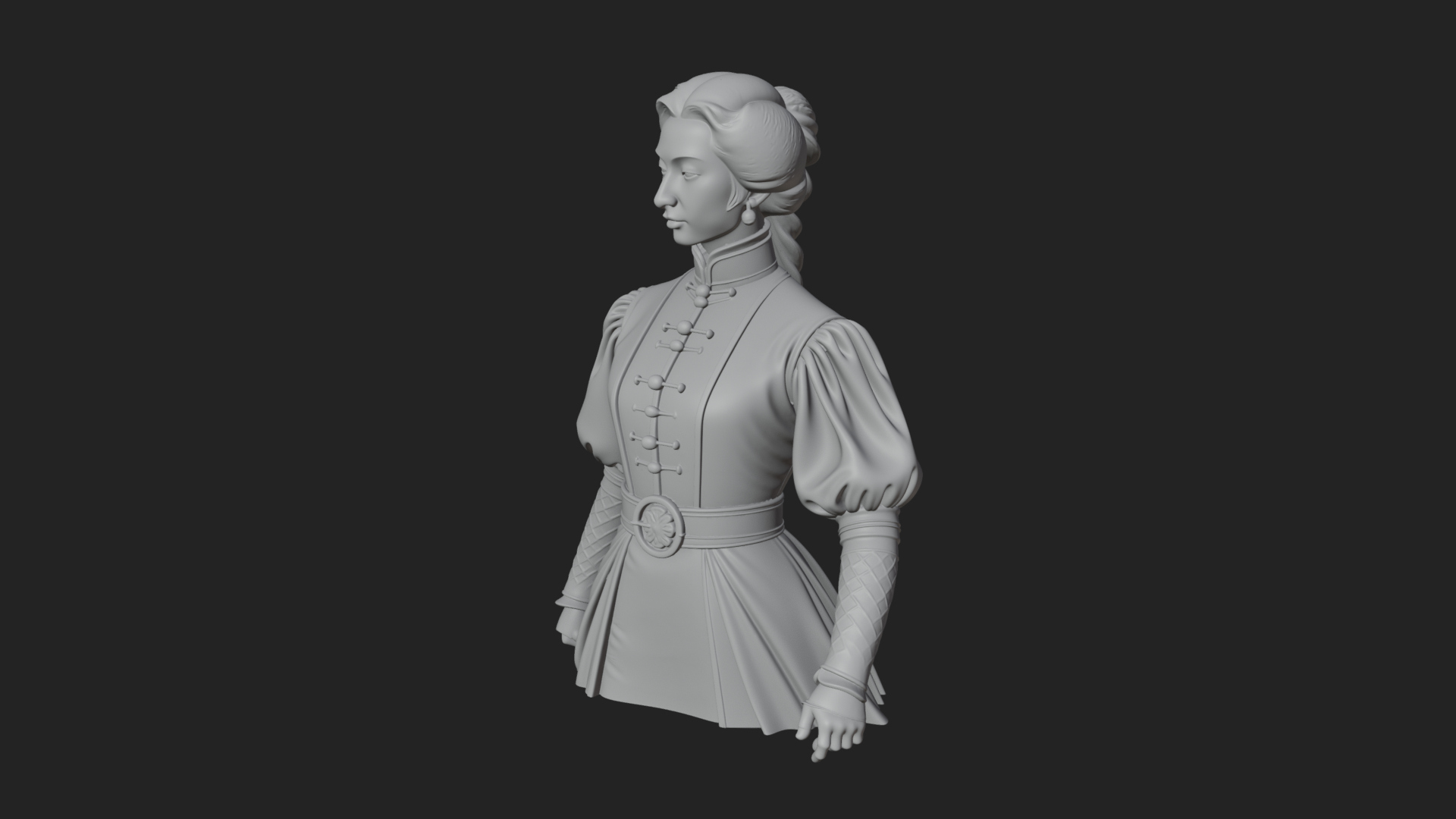 Blue Qipao Lady Bust Design 1 3D Print Model 3D Model