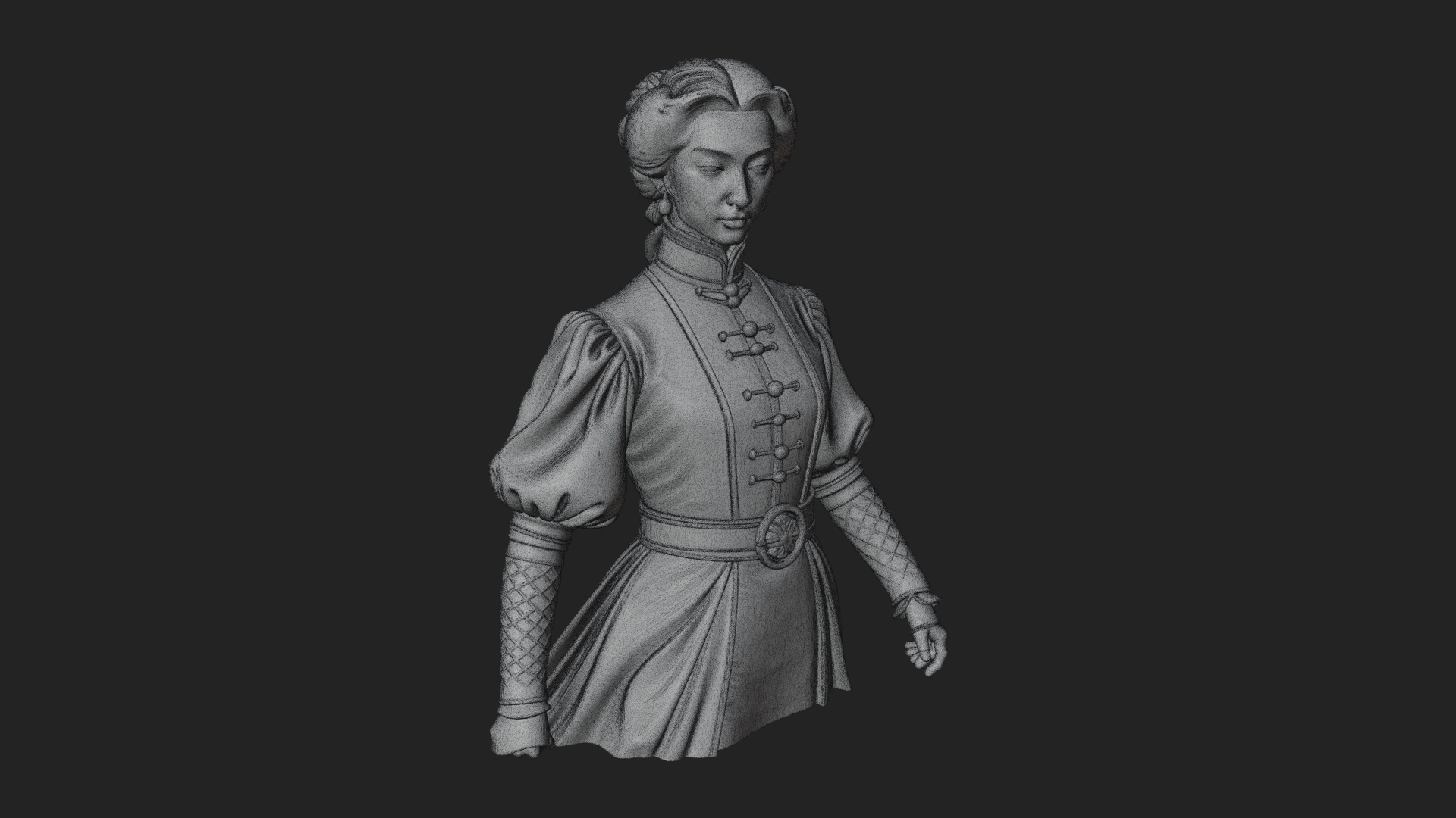 Blue Qipao Lady Bust Design 1 3D Print Model 3D Model