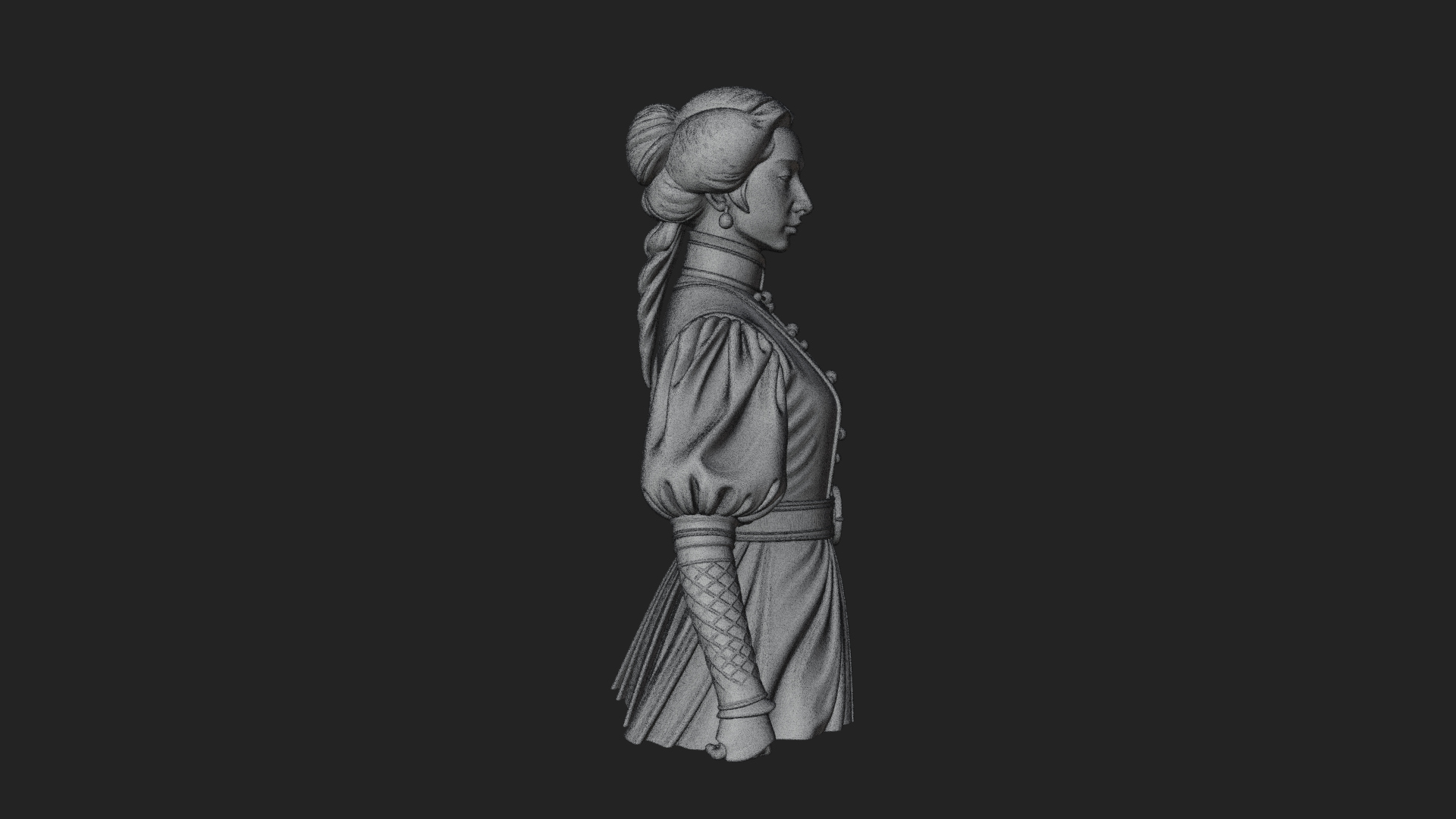 Blue Qipao Lady Bust Design 1 3D Print Model 3D Model