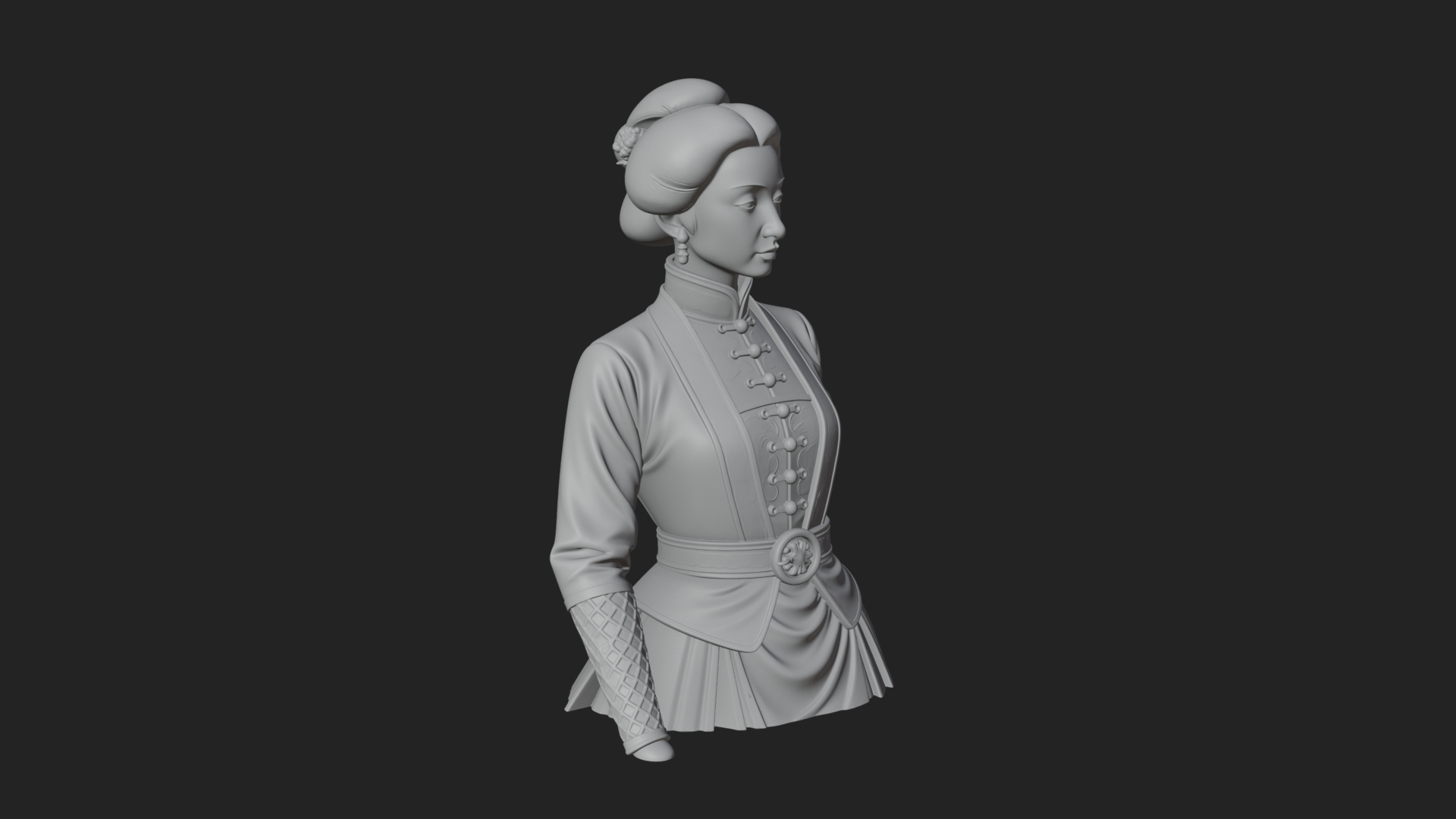 Blue Qipao Lady Bust Design 2 3D Print Model 3D Model