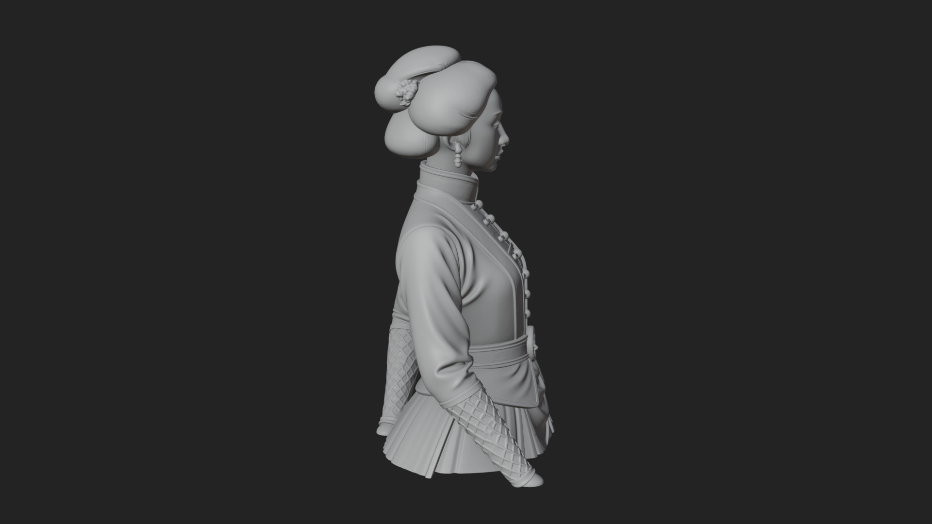 Blue Qipao Lady Bust Design 2 3D Print Model 3D Model