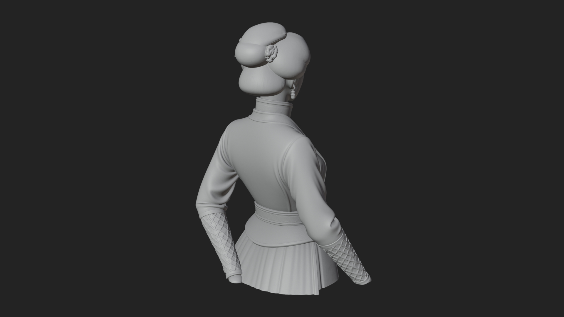 Blue Qipao Lady Bust Design 2 3D Print Model 3D Model