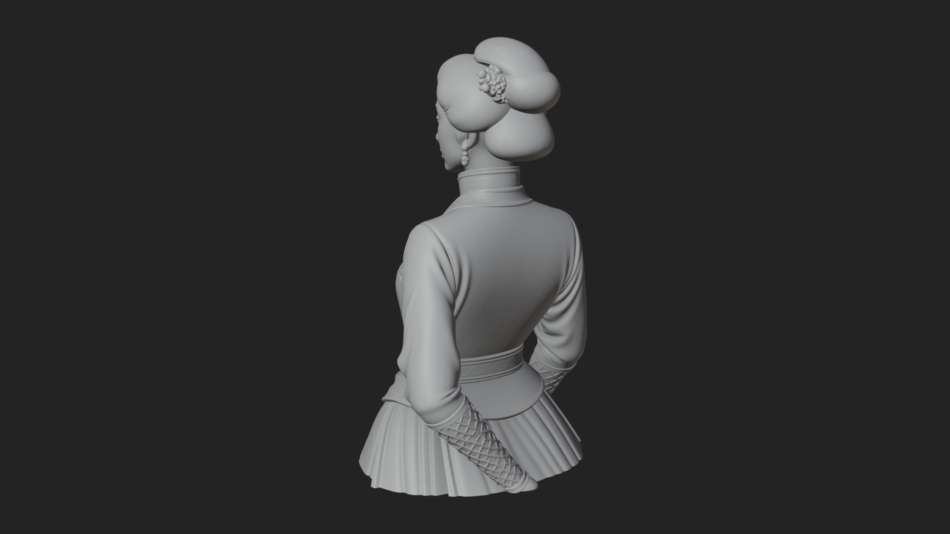 Blue Qipao Lady Bust Design 2 3D Print Model 3D Model