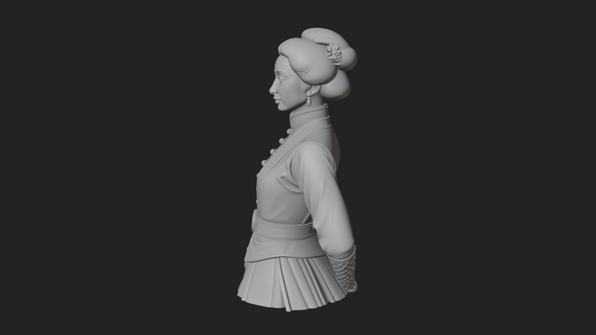 Blue Qipao Lady Bust Design 2 3D Print Model 3D Model