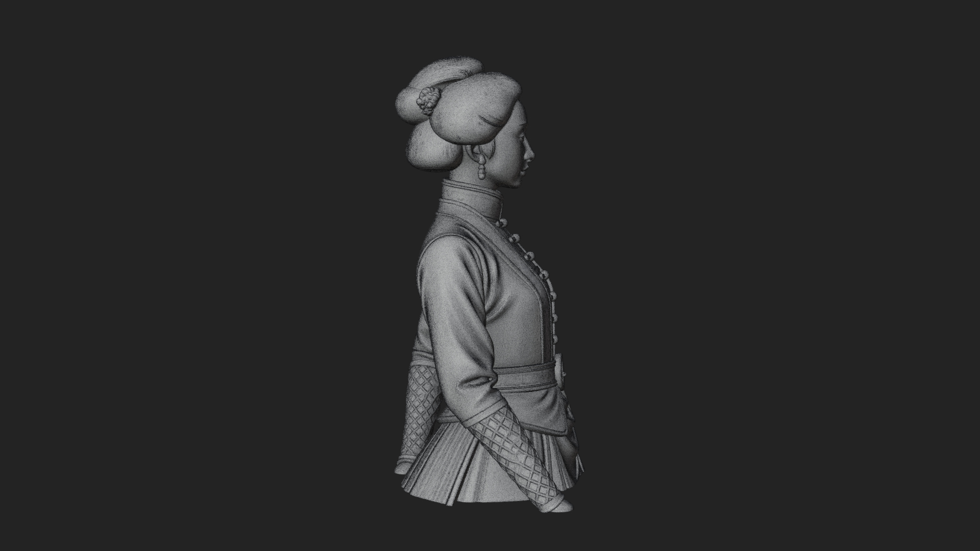 Blue Qipao Lady Bust Design 2 3D Print Model 3D Model