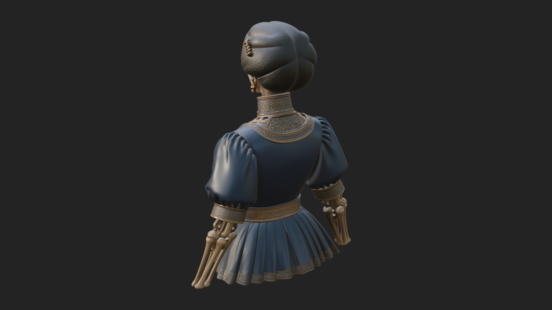 Blue Qipao Lady Bust Design 3 3D Print Model 3D Model