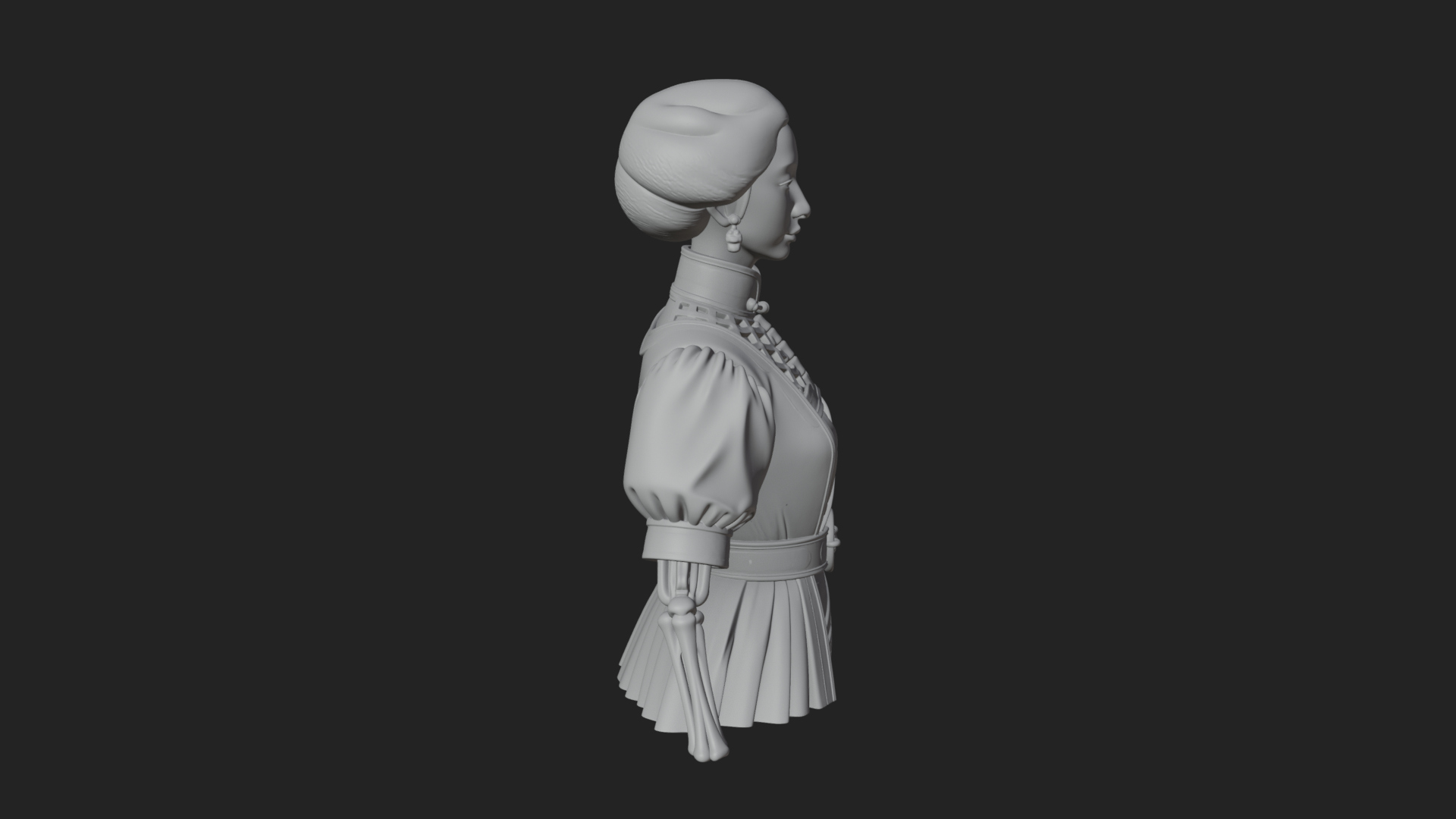 Blue Qipao Lady Bust Design 3 3D Print Model 3D Model