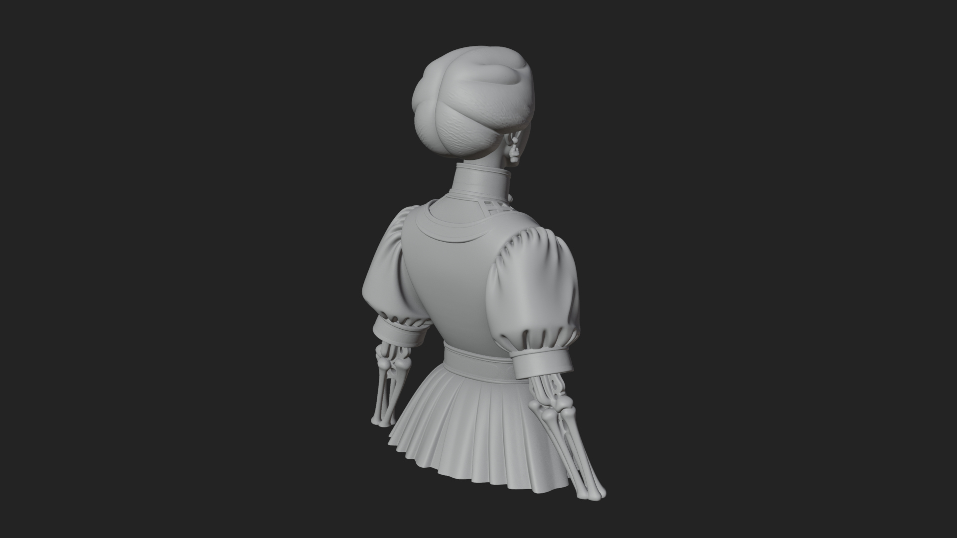Blue Qipao Lady Bust Design 3 3D Print Model 3D Model
