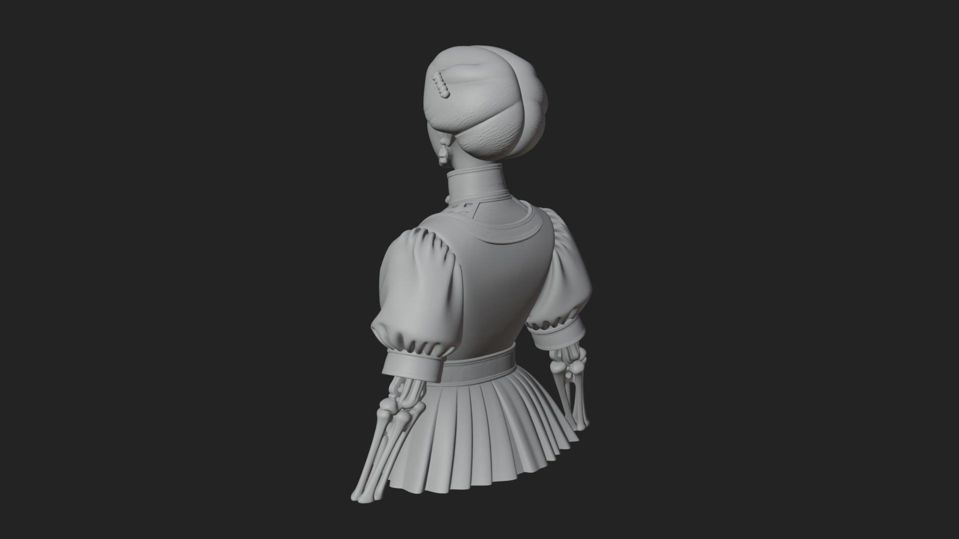 Blue Qipao Lady Bust Design 3 3D Print Model 3D Model