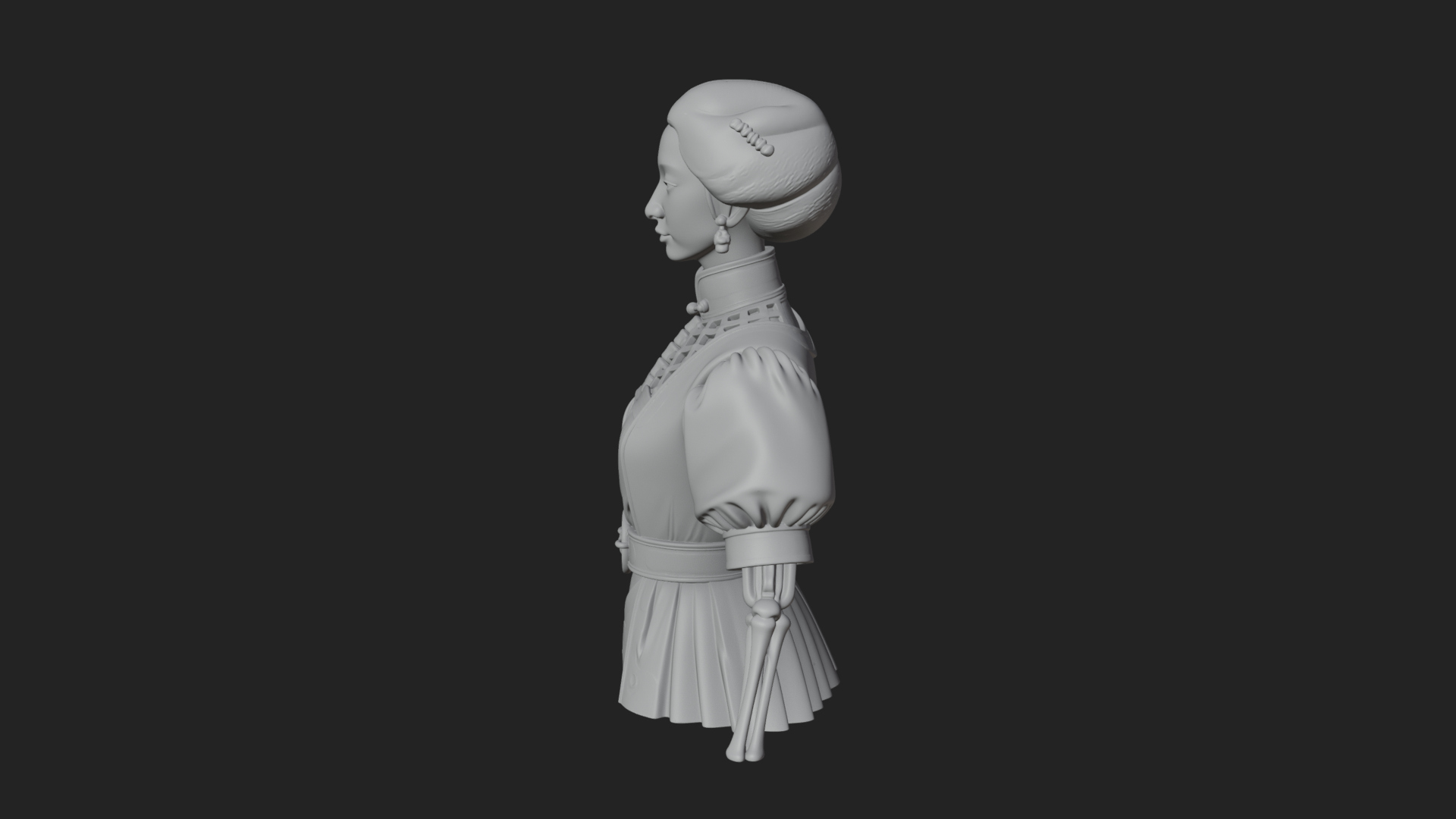 Blue Qipao Lady Bust Design 3 3D Print Model 3D Model