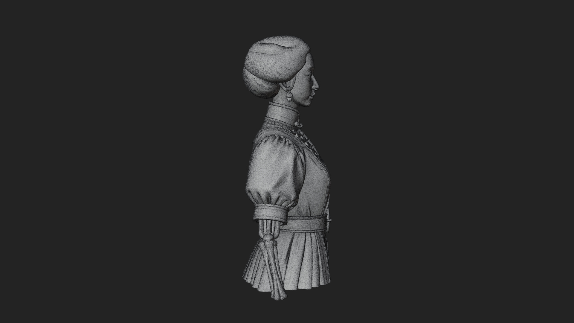 Blue Qipao Lady Bust Design 3 3D Print Model 3D Model