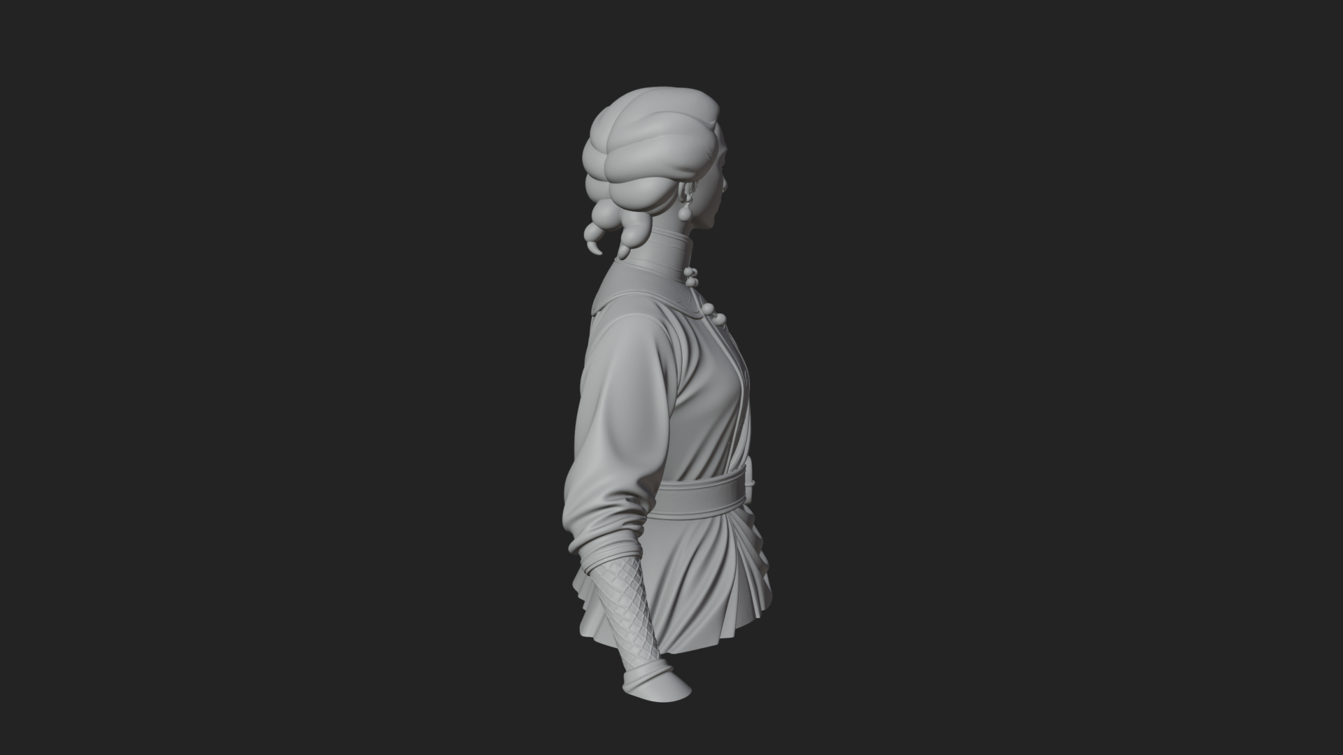 Blue Qipao Lady Bust Design 4 3D Print Model 3D Model