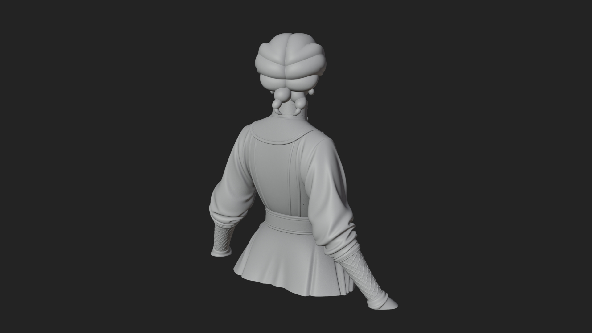 Blue Qipao Lady Bust Design 4 3D Print Model 3D Model