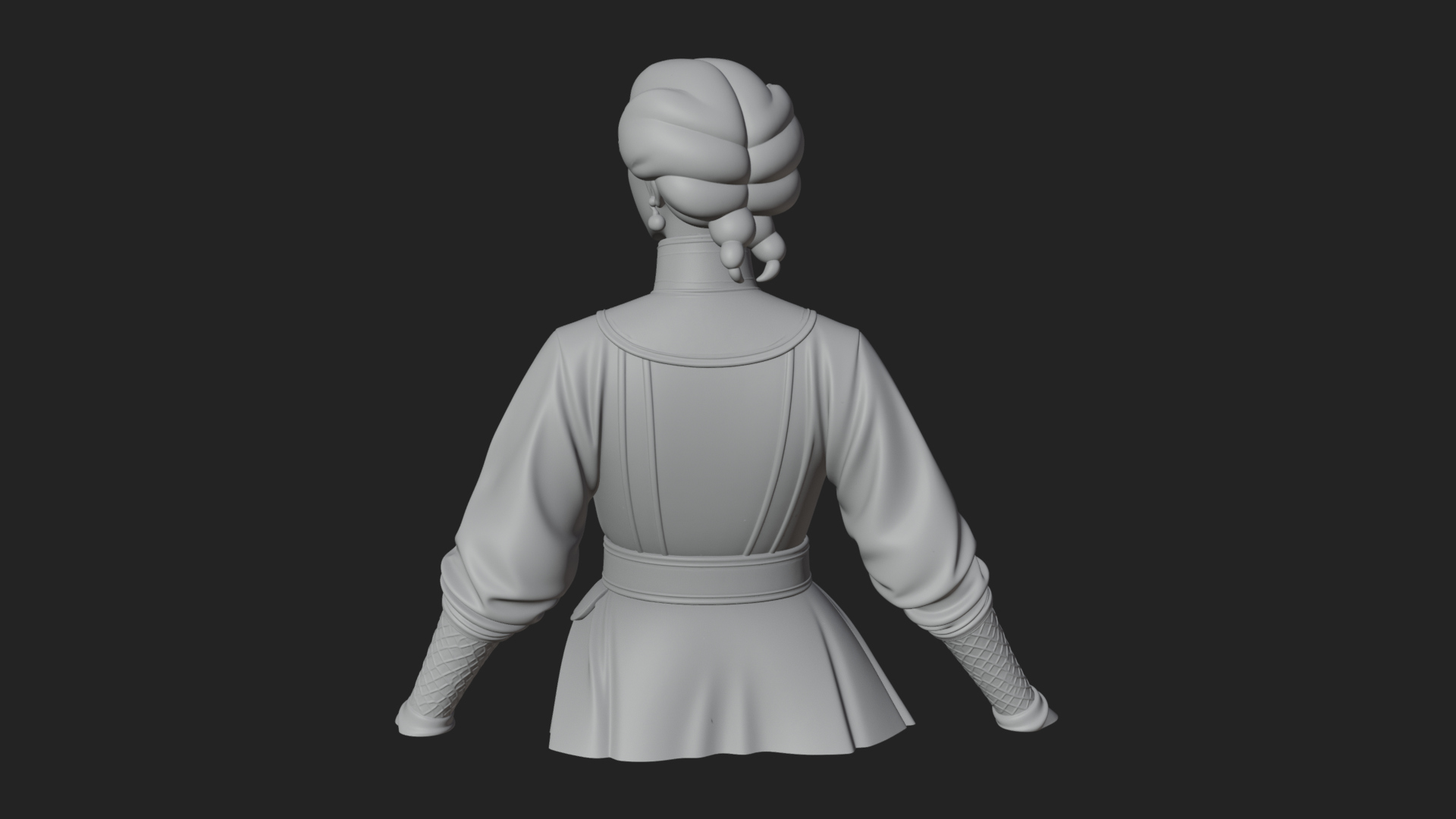 Blue Qipao Lady Bust Design 4 3D Print Model 3D Model