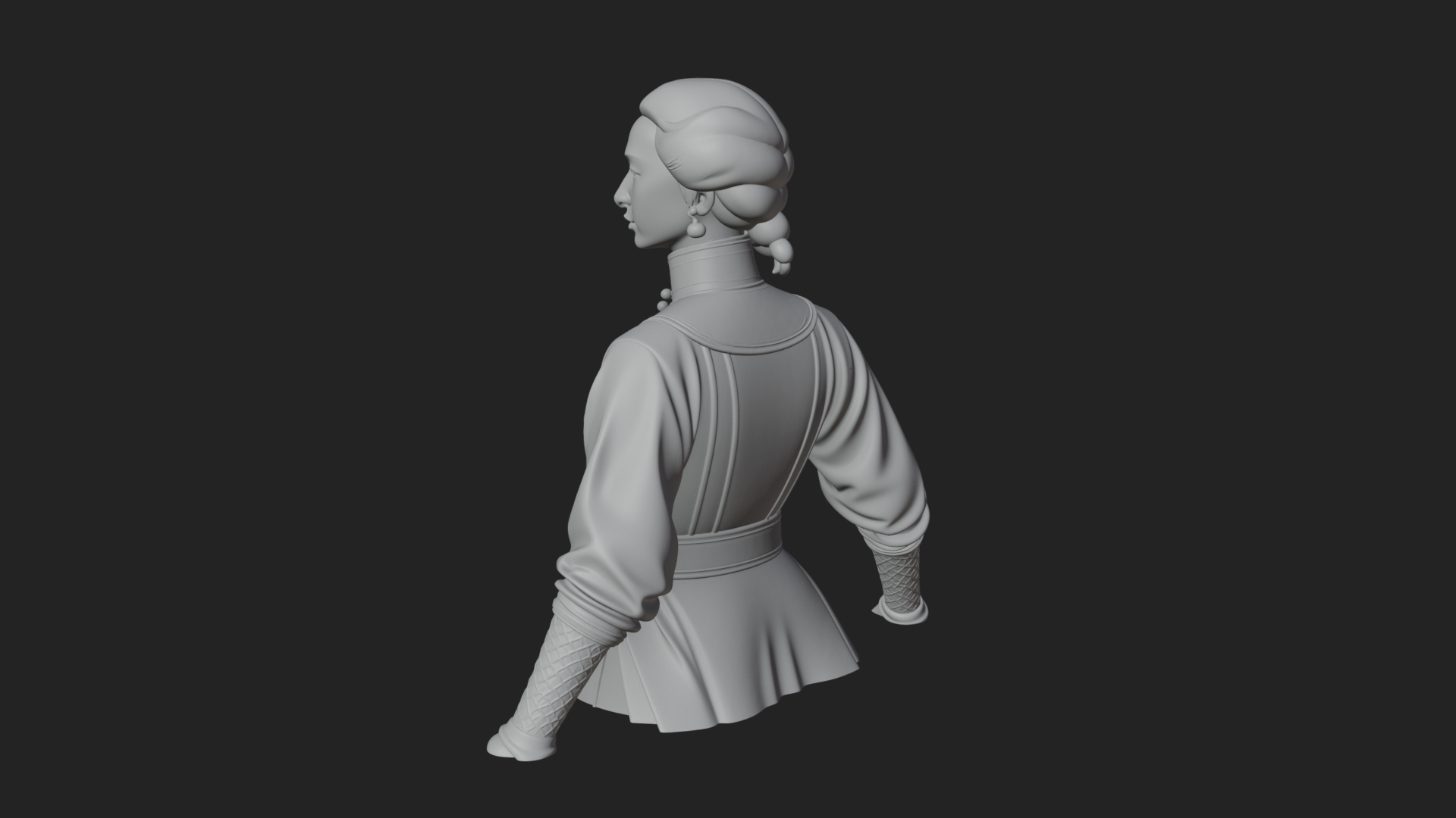 Blue Qipao Lady Bust Design 4 3D Print Model 3D Model