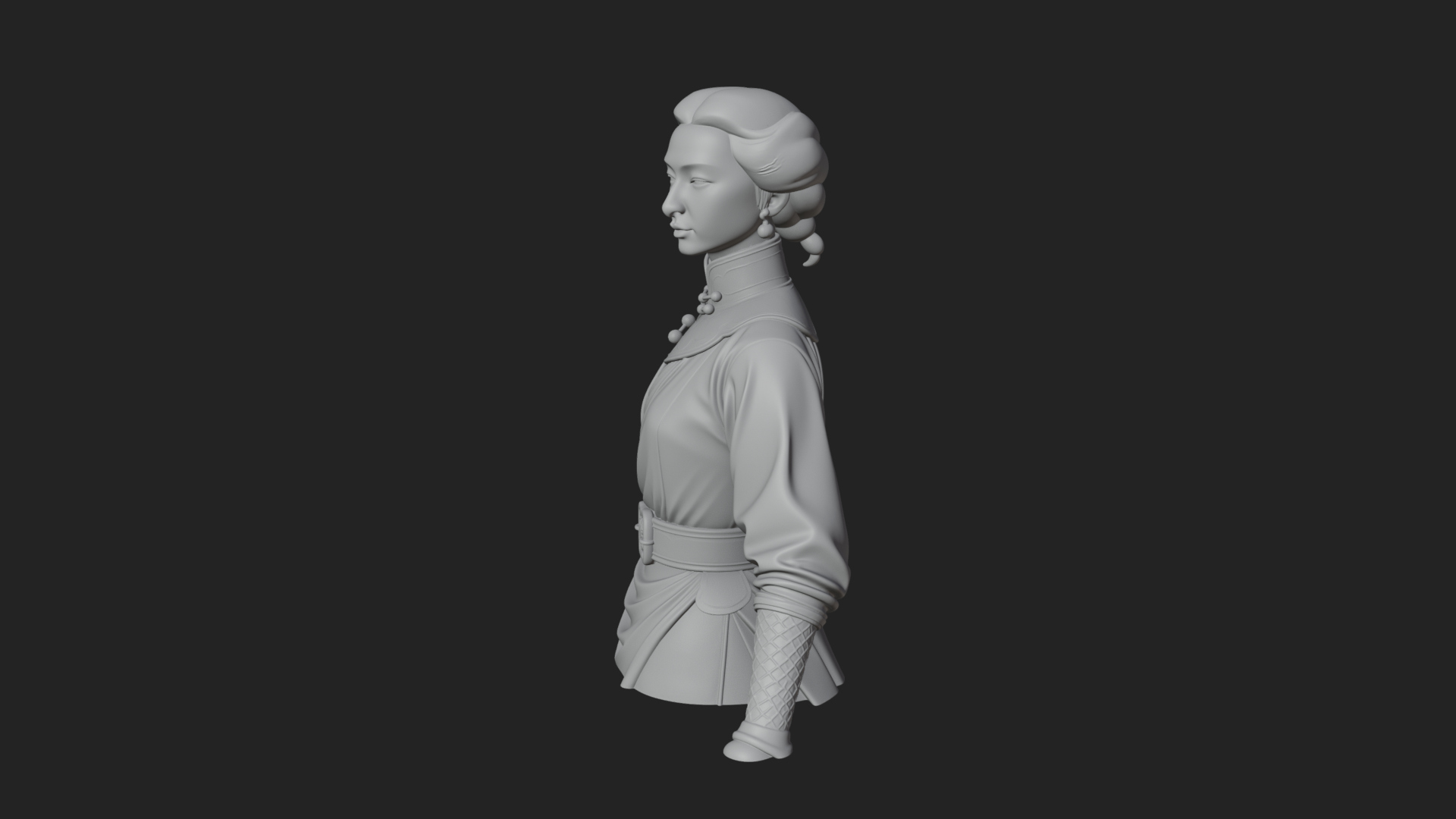 Blue Qipao Lady Bust Design 4 3D Print Model 3D Model