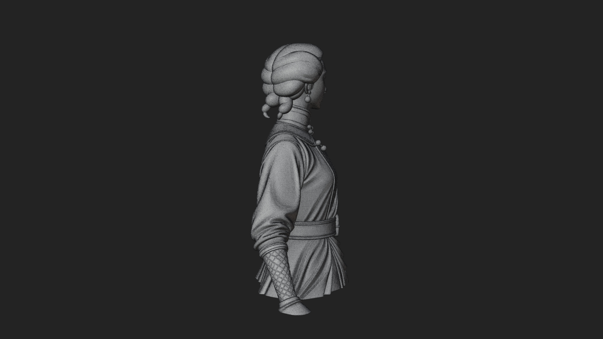 Blue Qipao Lady Bust Design 4 3D Print Model 3D Model