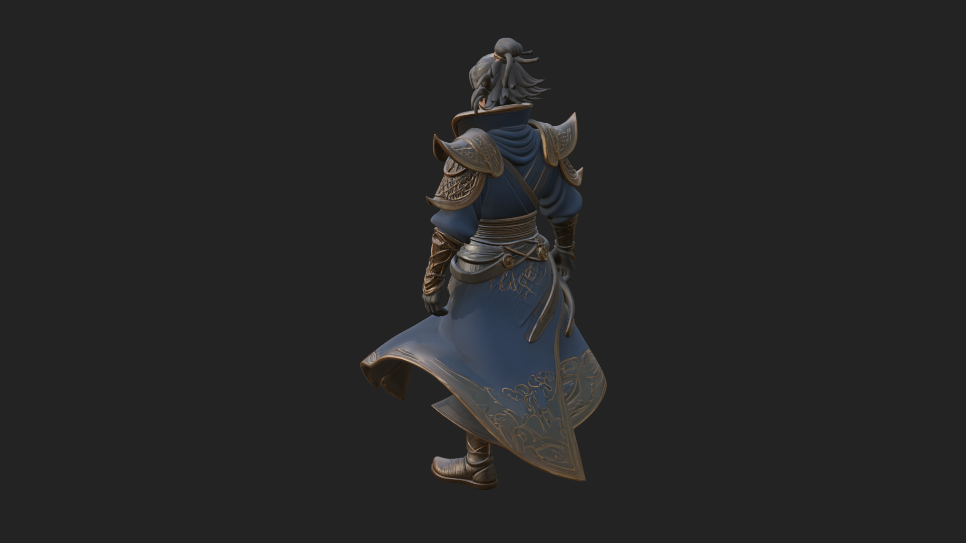 Blue Robe Swordsman Statue Design 1 3D Print Model 3D Model