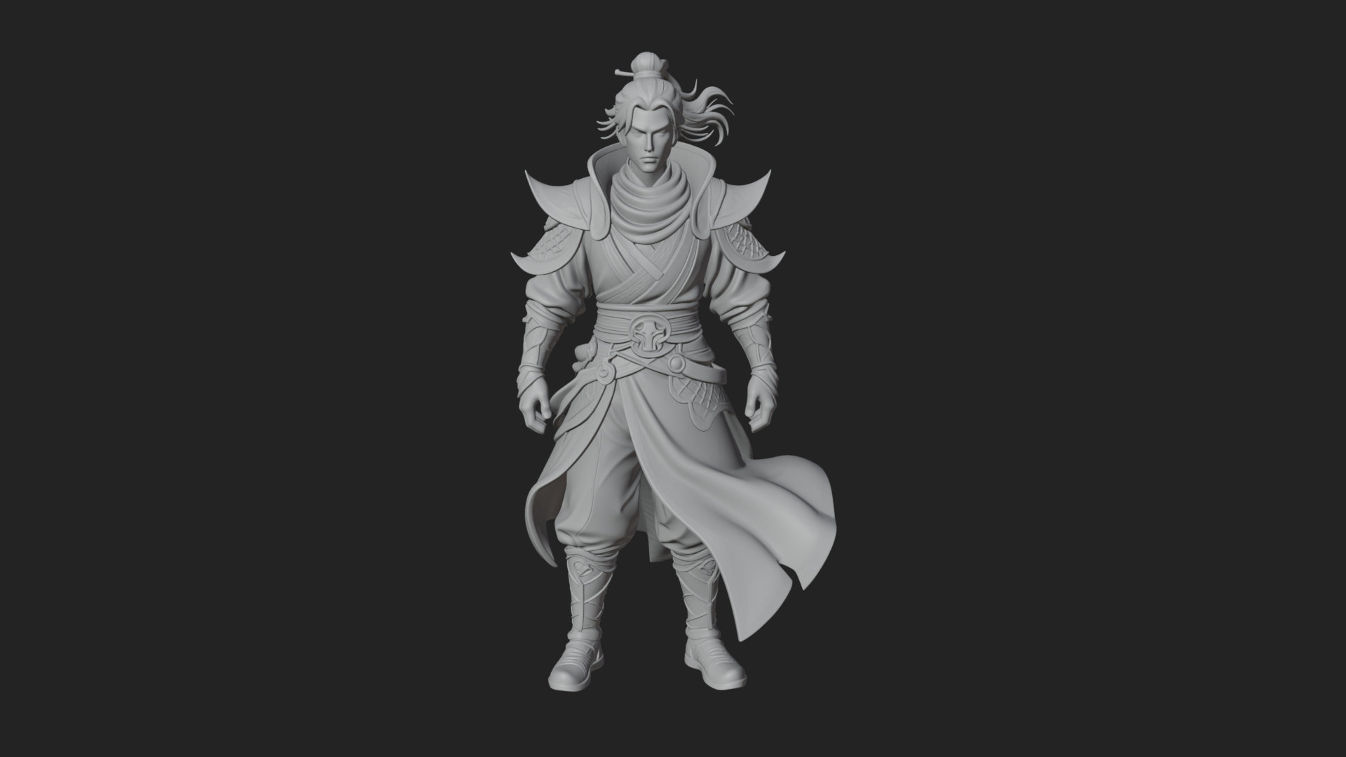 Blue Robe Swordsman Statue Design 1 3D Print Model 3D Model