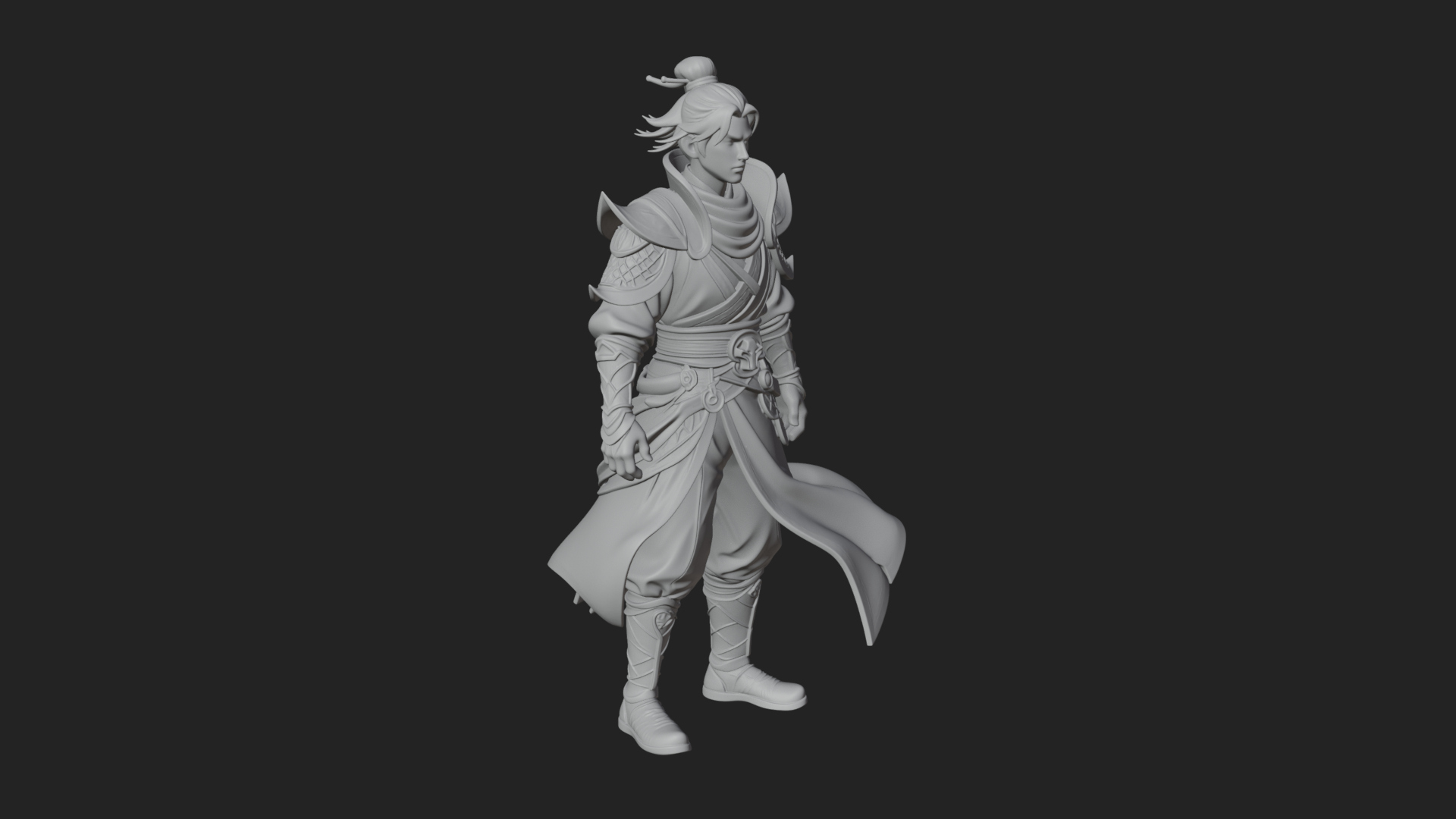 Blue Robe Swordsman Statue Design 1 3D Print Model 3D Model