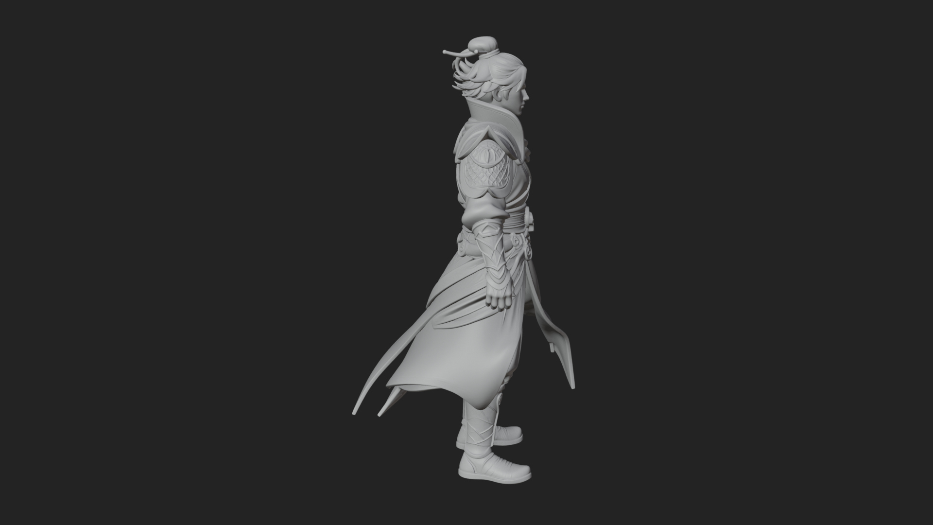 Blue Robe Swordsman Statue Design 1 3D Print Model 3D Model