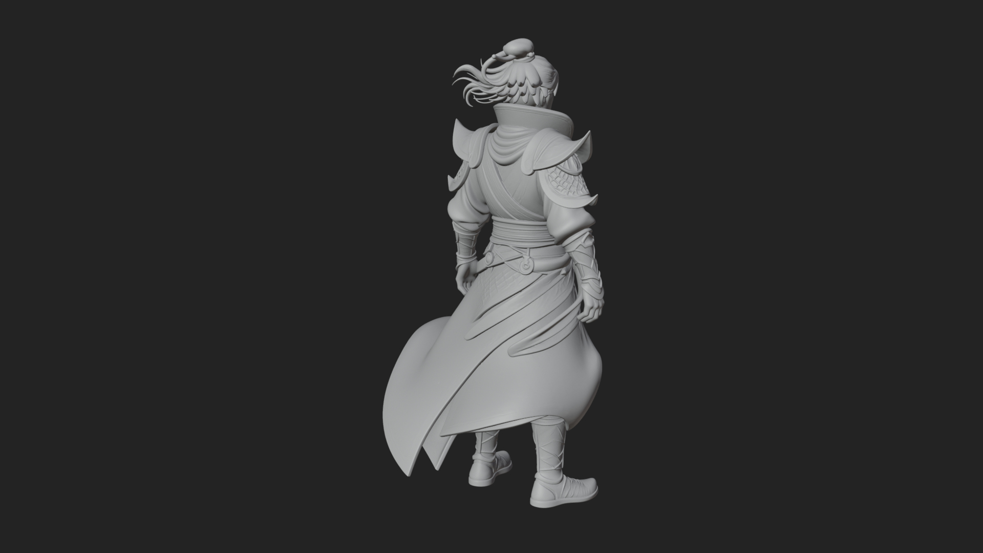 Blue Robe Swordsman Statue Design 1 3D Print Model 3D Model