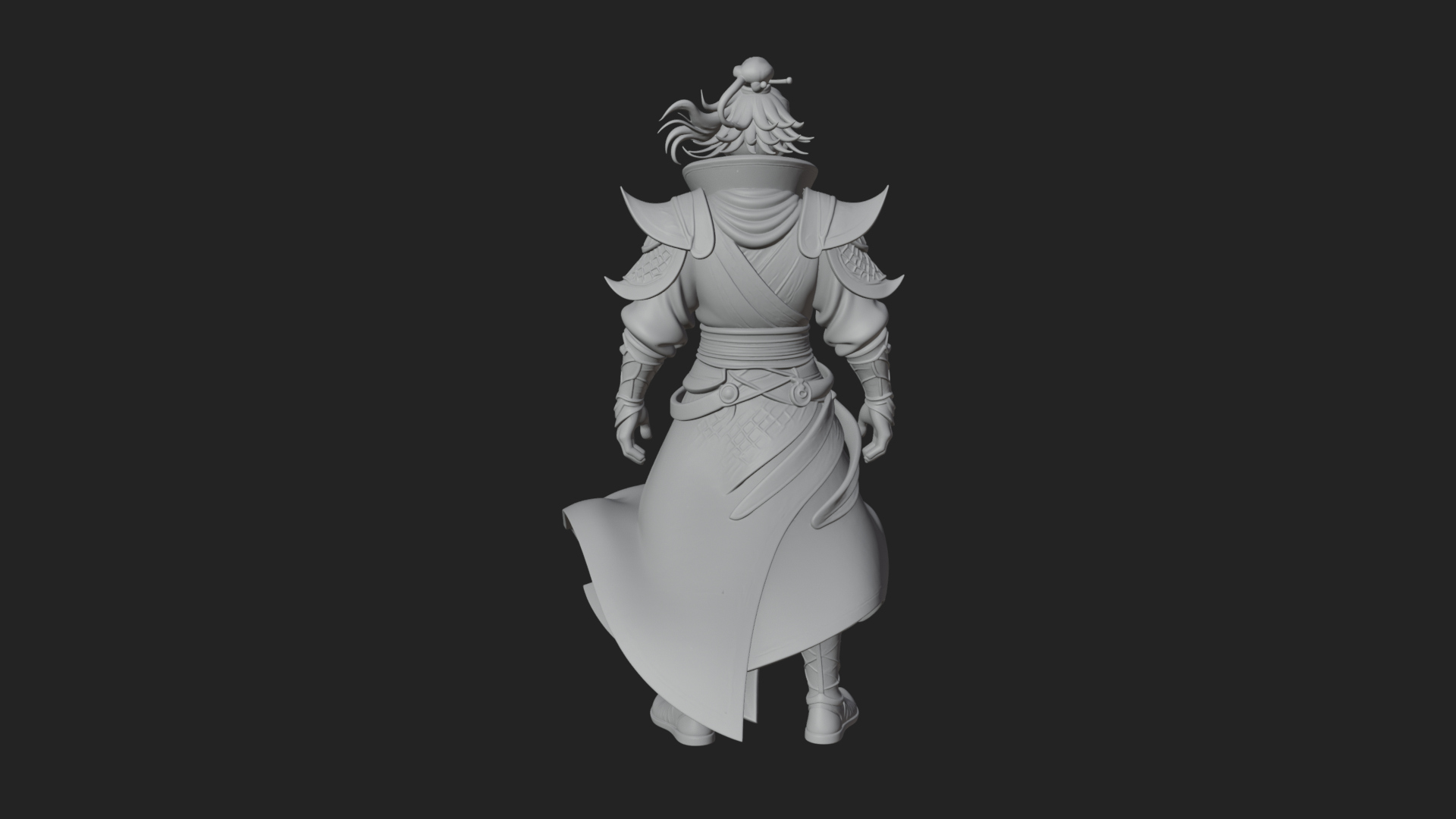 Blue Robe Swordsman Statue Design 1 3D Print Model 3D Model