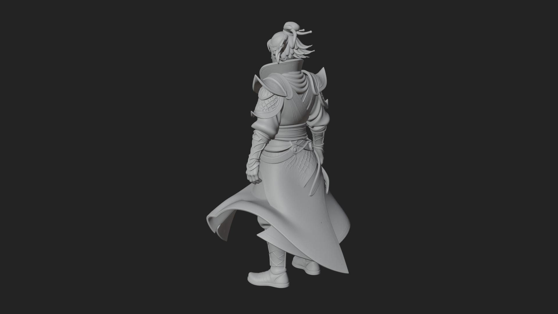 Blue Robe Swordsman Statue Design 1 3D Print Model 3D Model