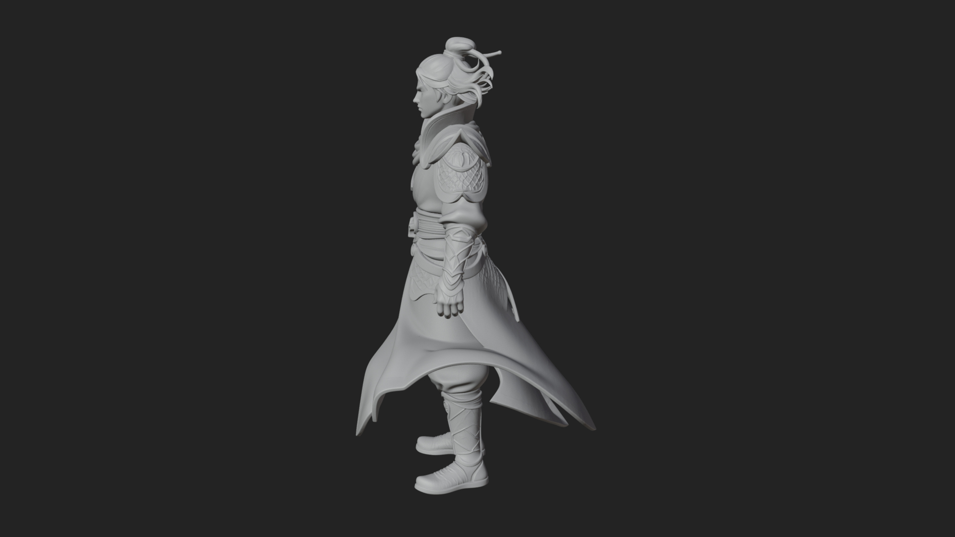 Blue Robe Swordsman Statue Design 1 3D Print Model 3D Model
