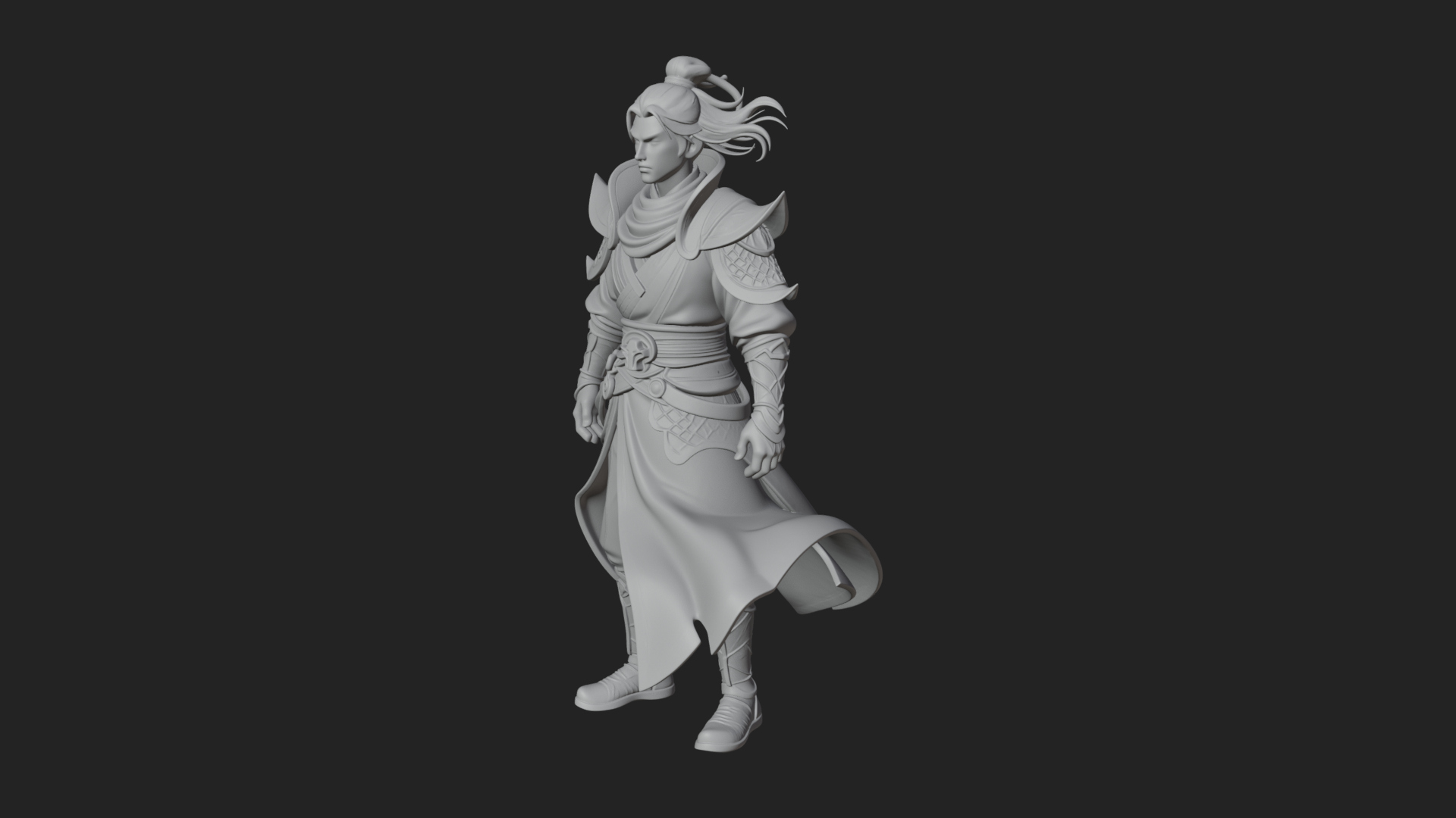 Blue Robe Swordsman Statue Design 1 3D Print Model 3D Model