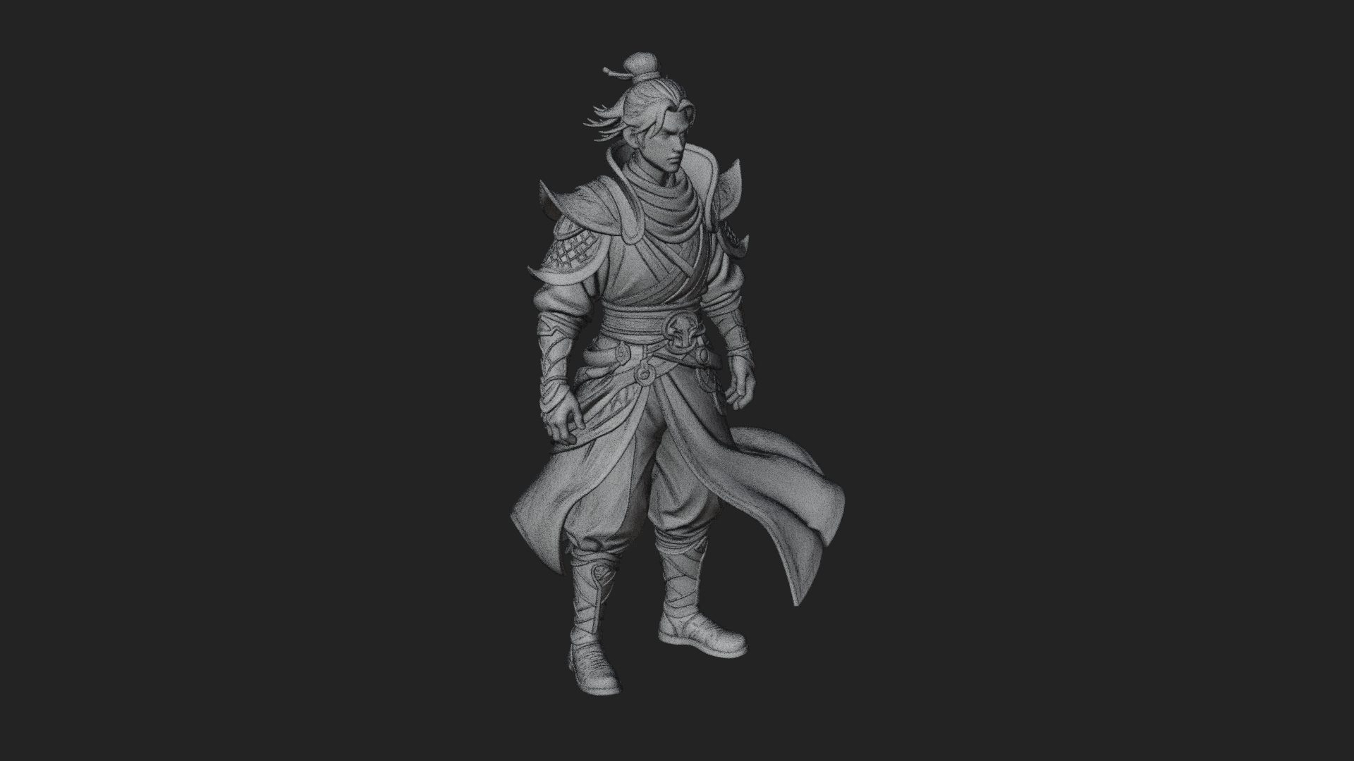 Blue Robe Swordsman Statue Design 1 3D Print Model 3D Model