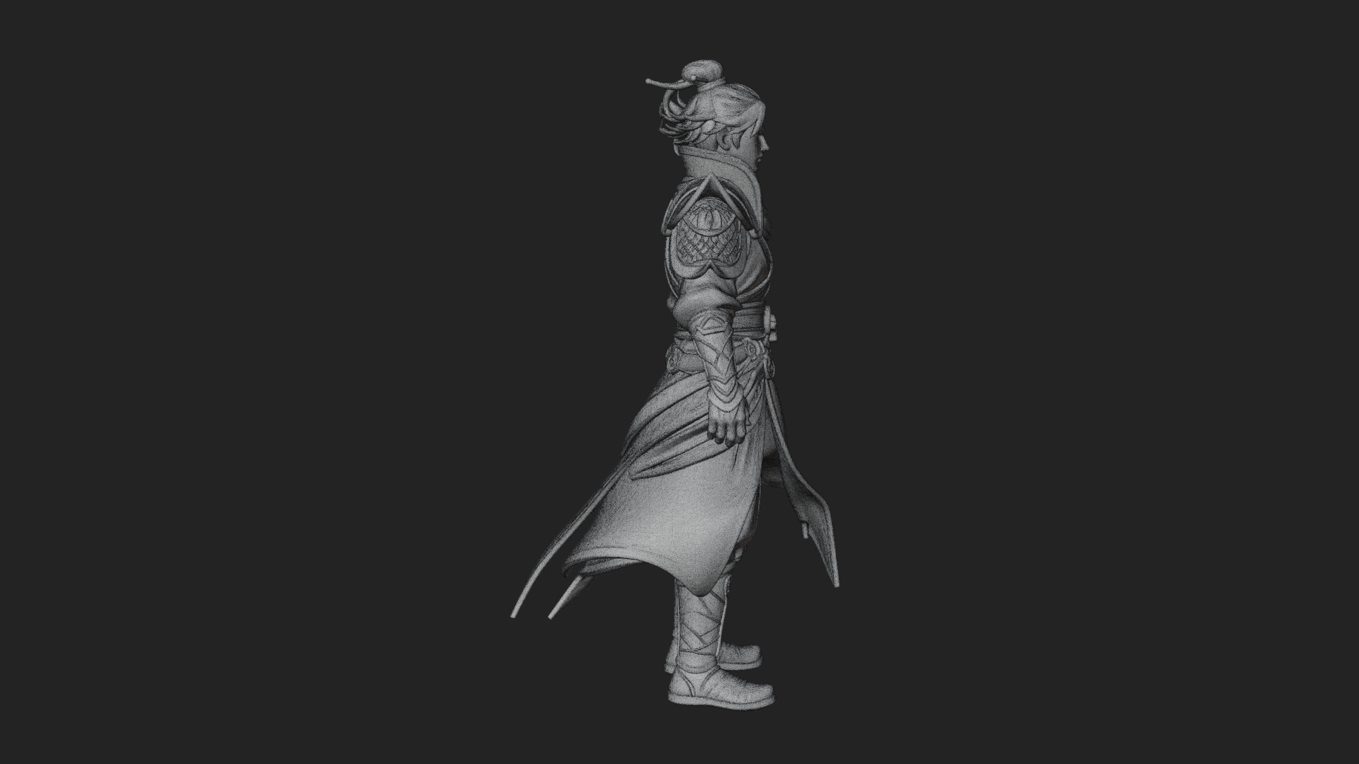 Blue Robe Swordsman Statue Design 1 3D Print Model 3D Model