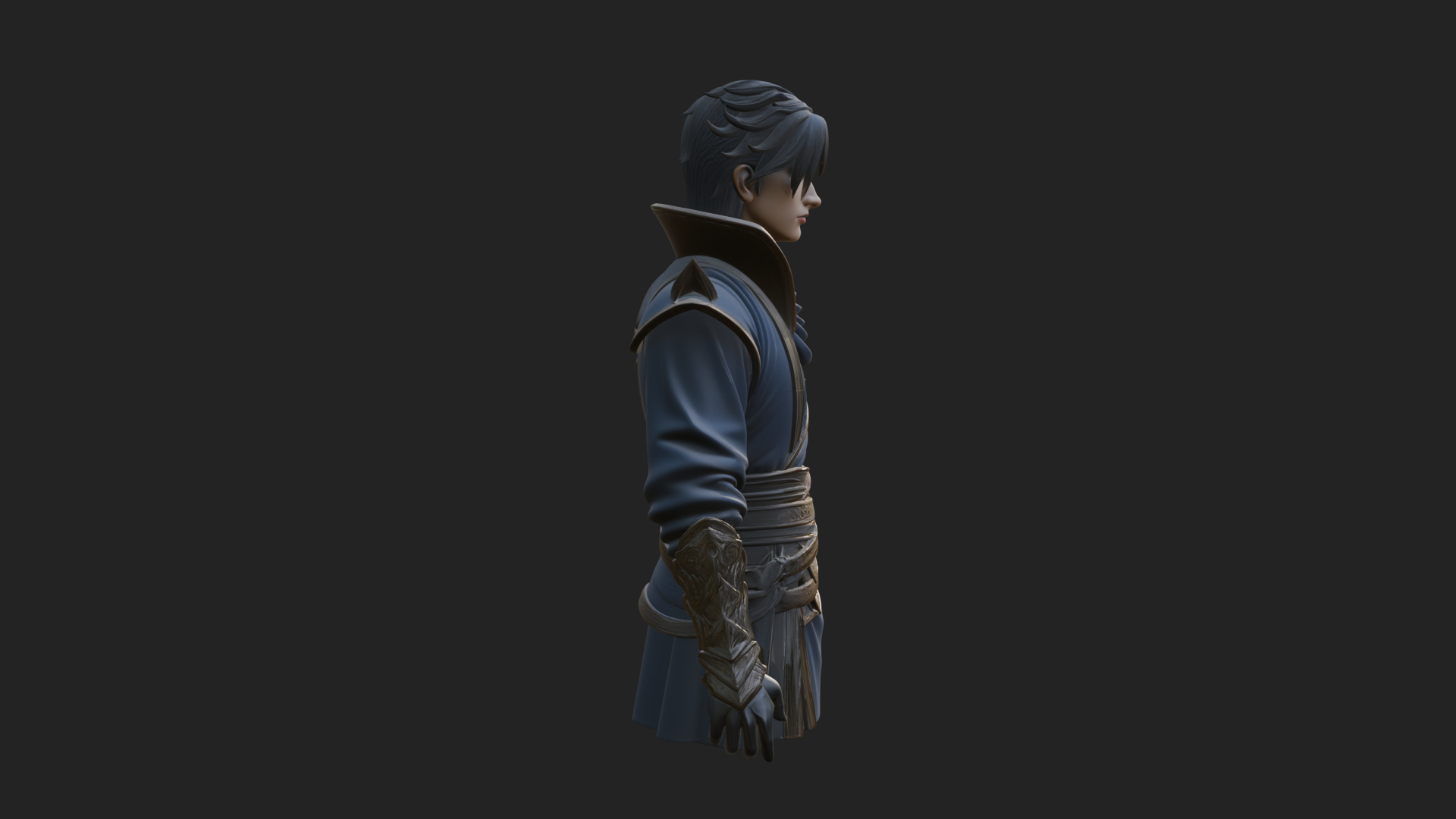 Blue Robe Swordsman Statue Design 2 3D Print Model 3D Model