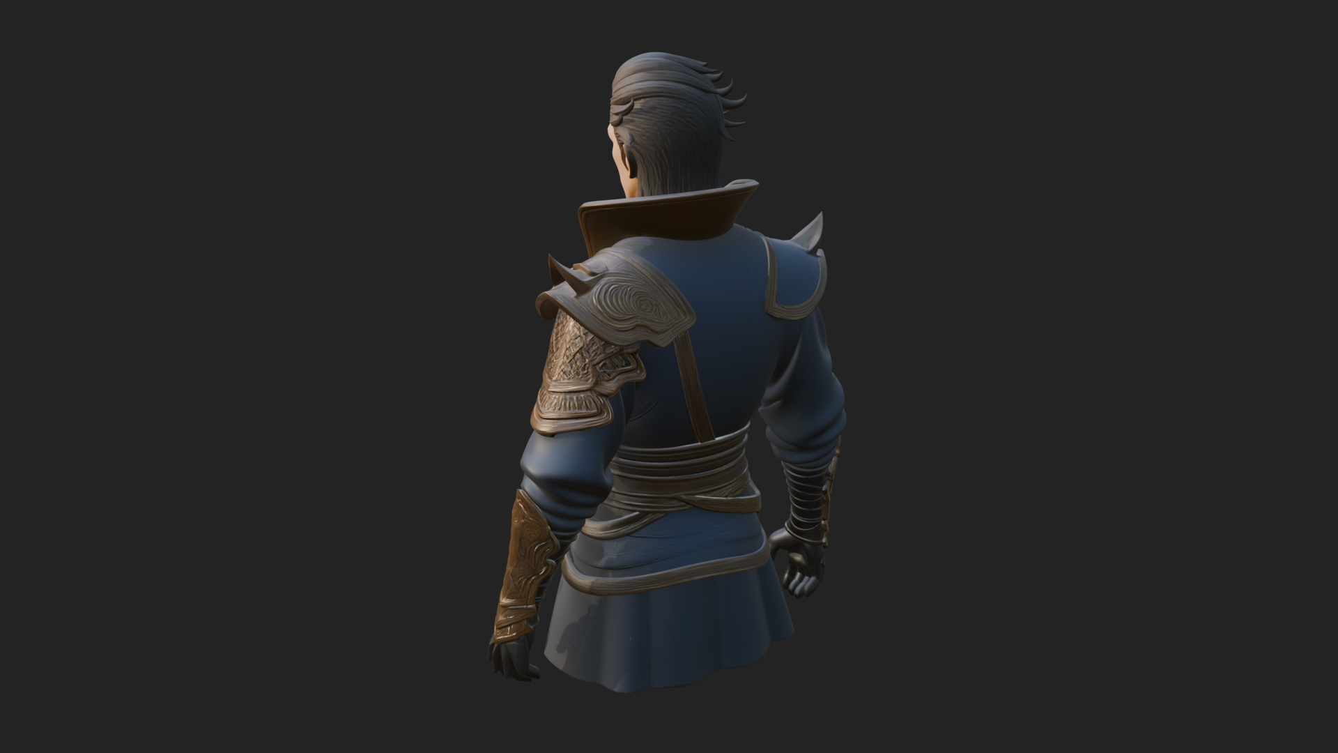 Blue Robe Swordsman Statue Design 2 3D Print Model 3D Model