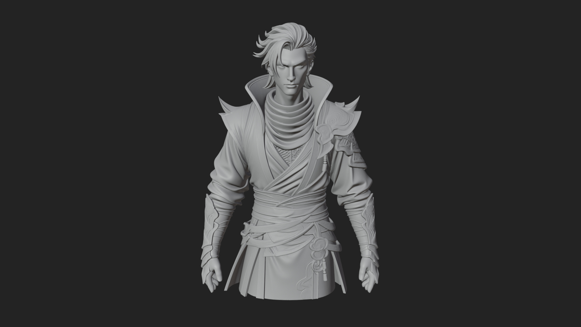 Blue Robe Swordsman Statue Design 2 3D Print Model 3D Model