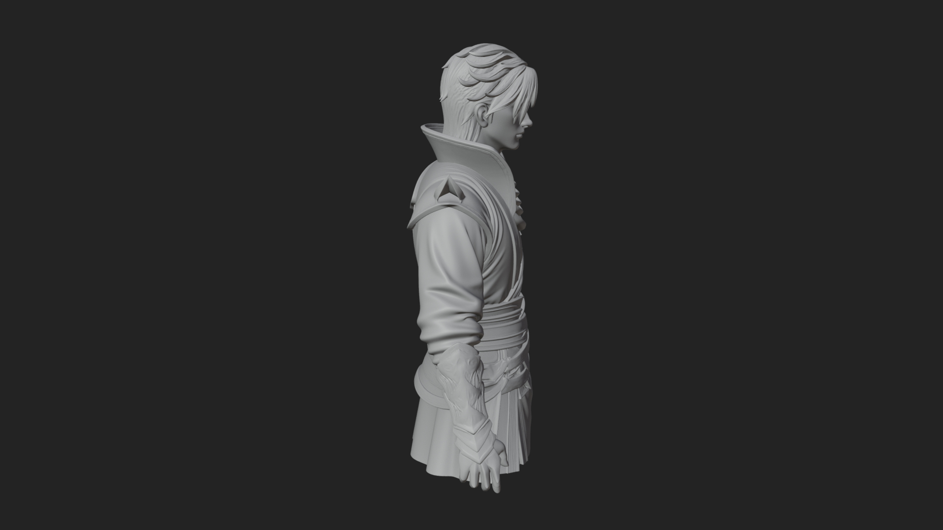 Blue Robe Swordsman Statue Design 2 3D Print Model 3D Model